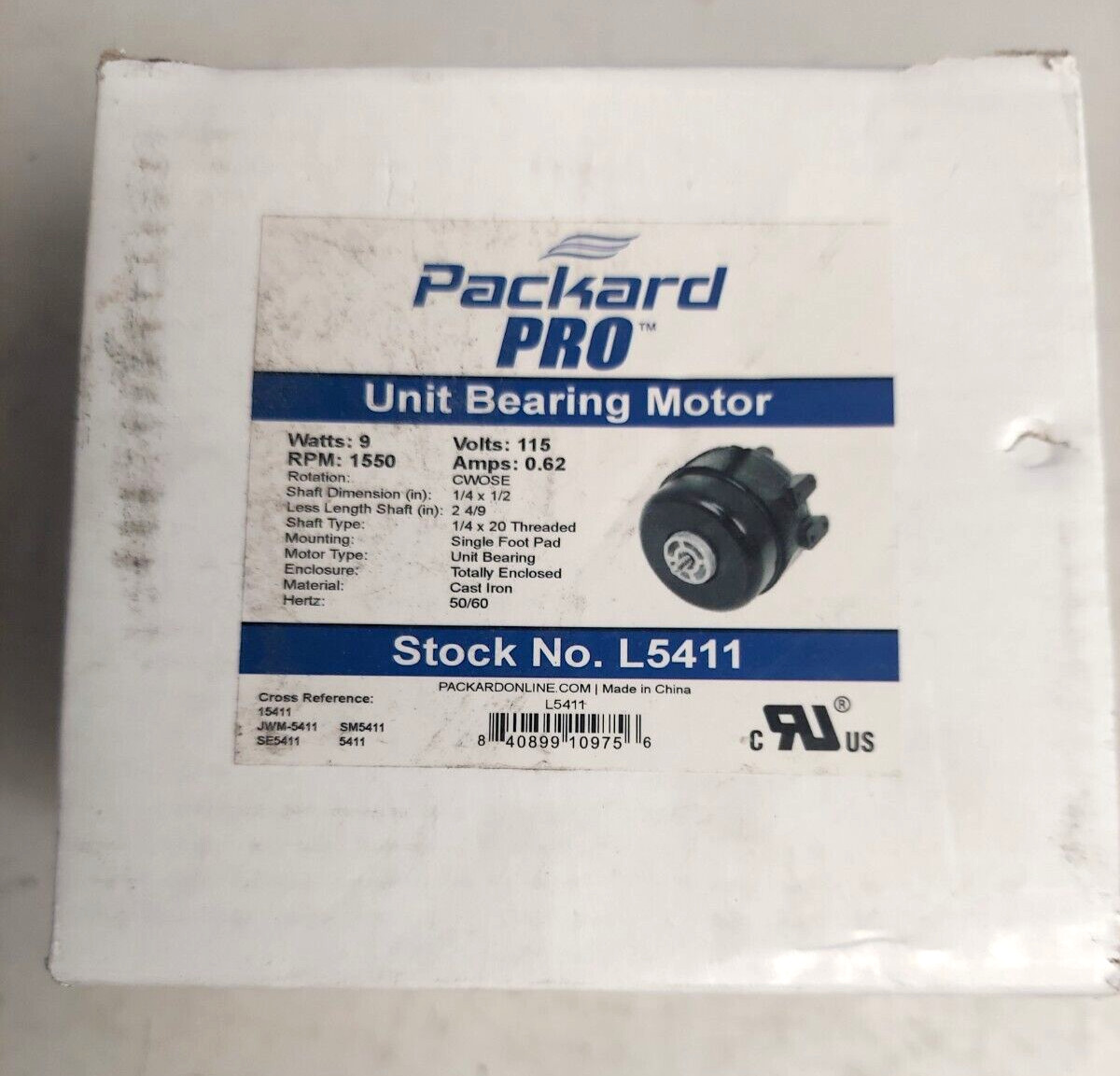 Packard PRO L5411 Unit Bearing Motor 9-Watts, 1550-RPM, 115-Volts, 0.62-Amps