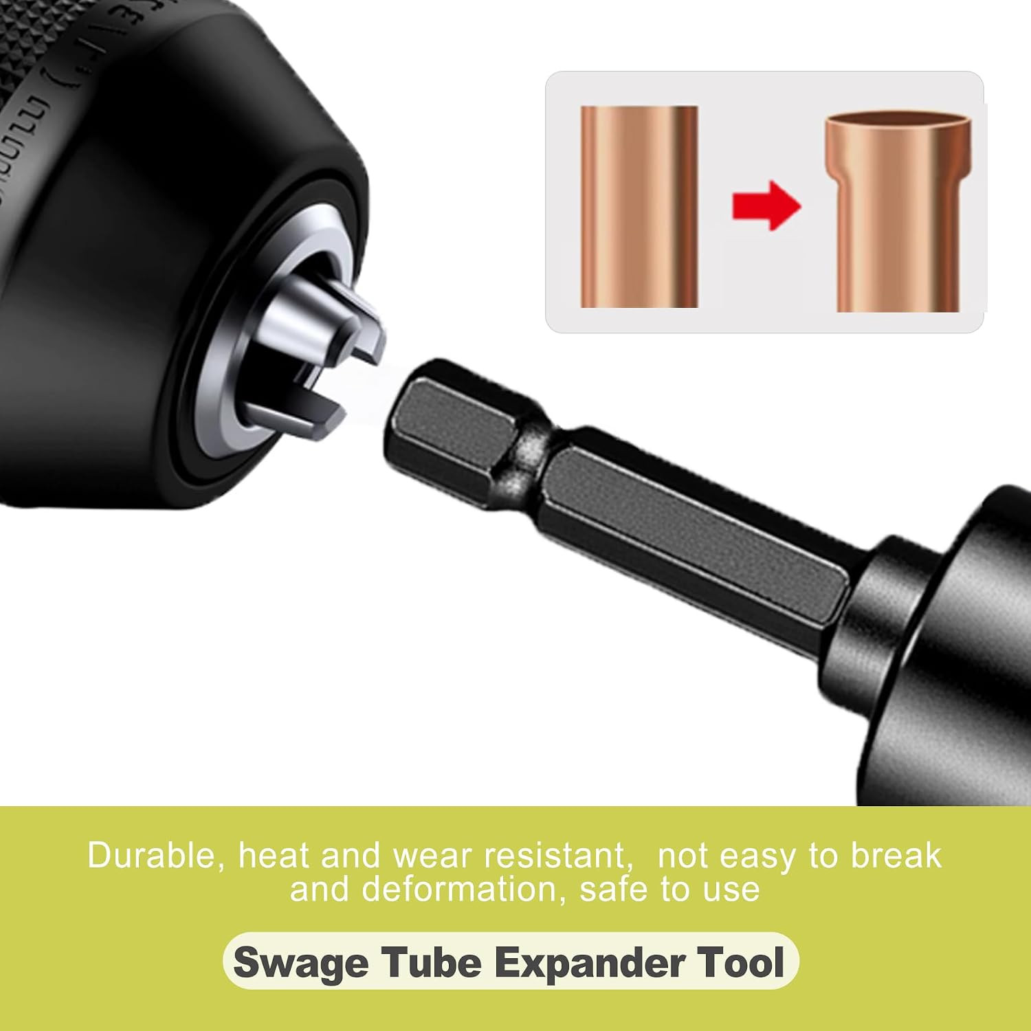 5 in 1 Swage Tool Set Copper Pipe Expander Swaging Tool with 1/4 3/8 1/2 5/8 3/4