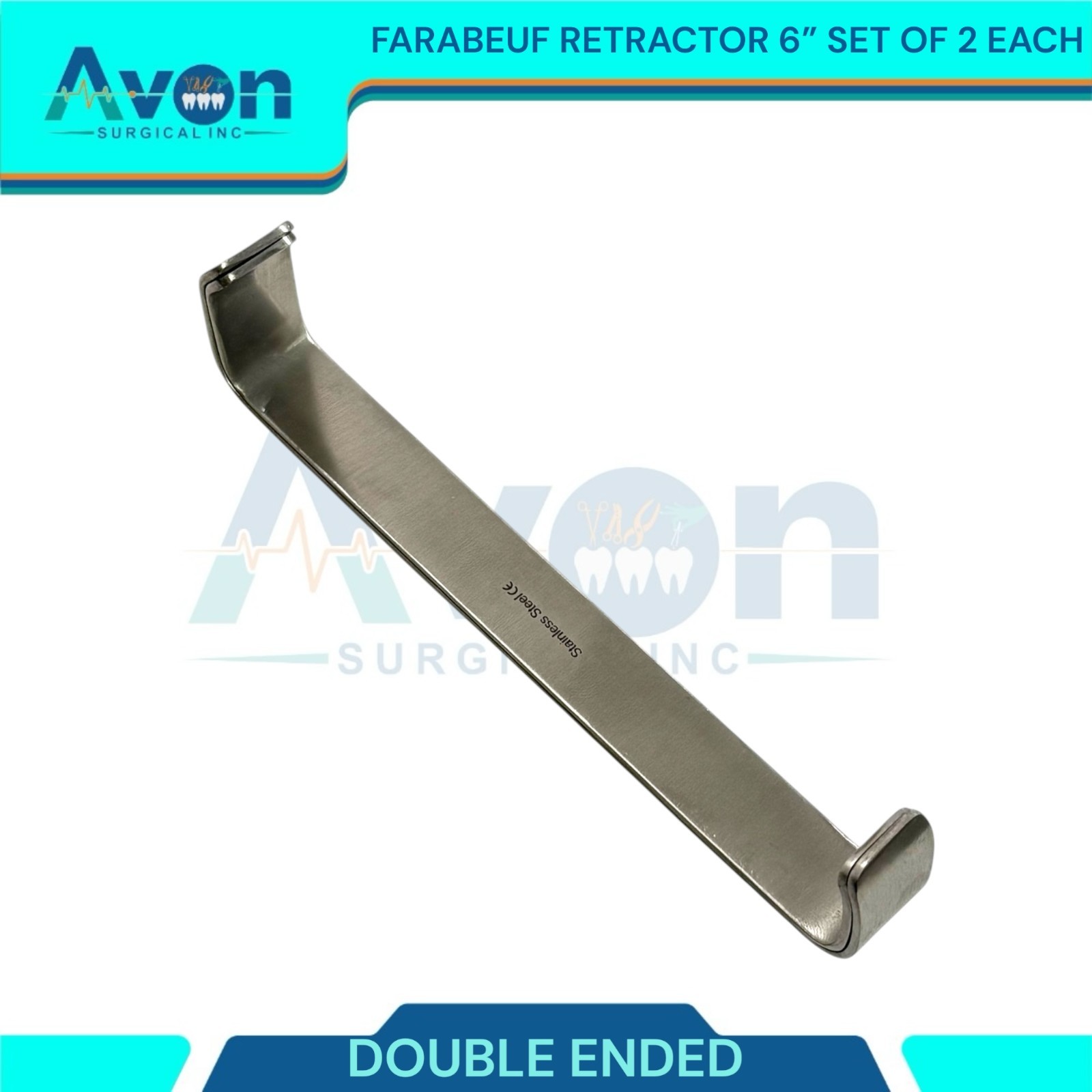6in Farabeuf Retractor – Double Ended – Satin Stainless Steel – Set of 2