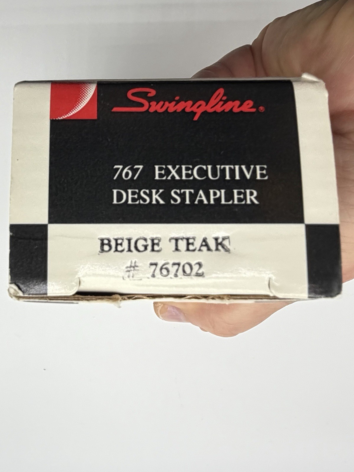 Vintage Swingline Beige Teak Large Metal 767 Stapler Original Box USA Made