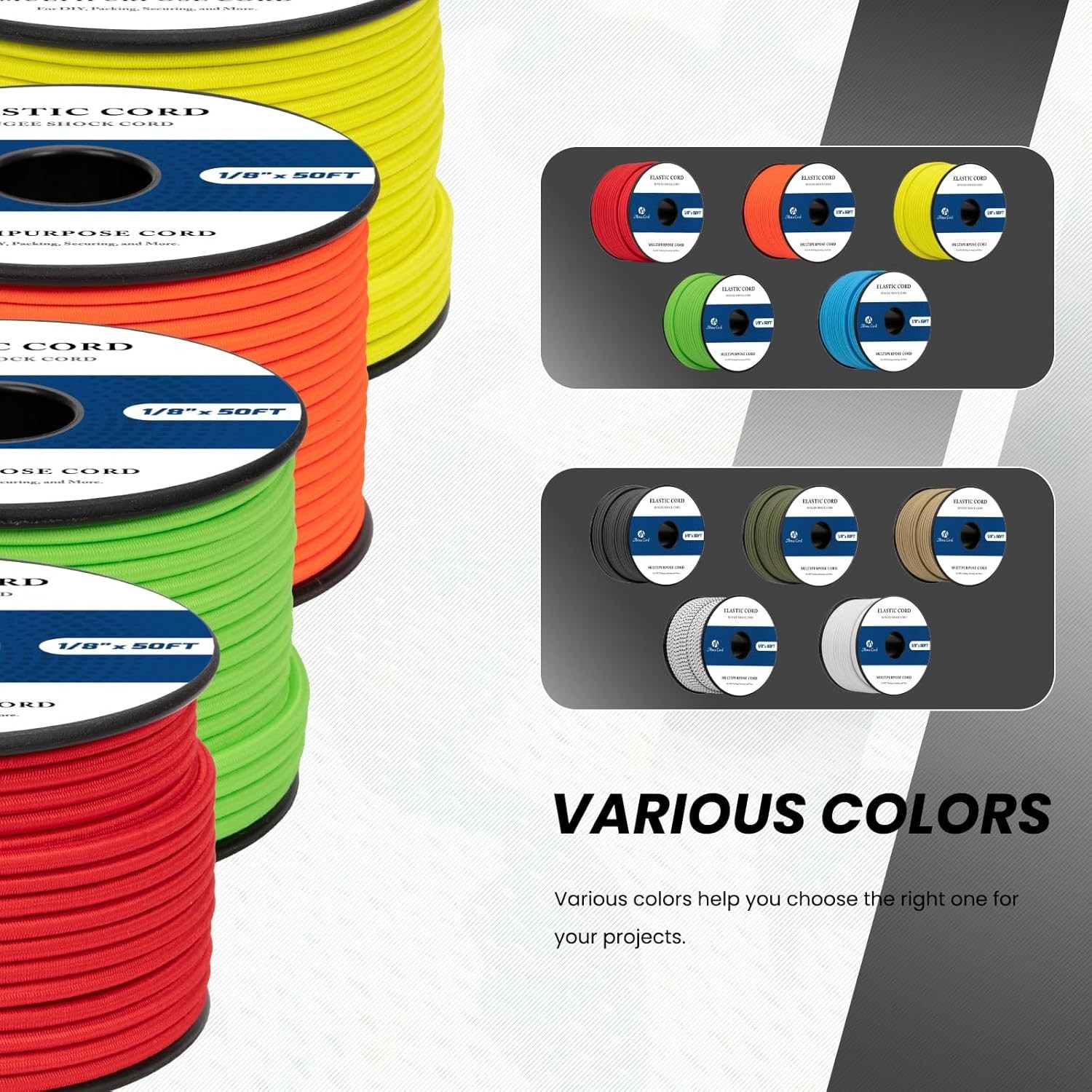 Bungee Cord 1/8in x 50ft Elastic Shock Cord 100% Stretch Elastic Bungee Rope …