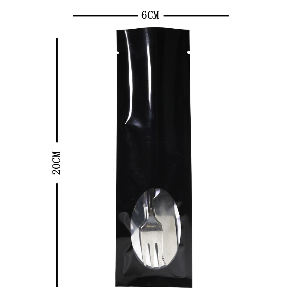 2.25×7.75in Glossy Foil Mylar Black Tobacco Packing Heat Sealable Bag w/ Window