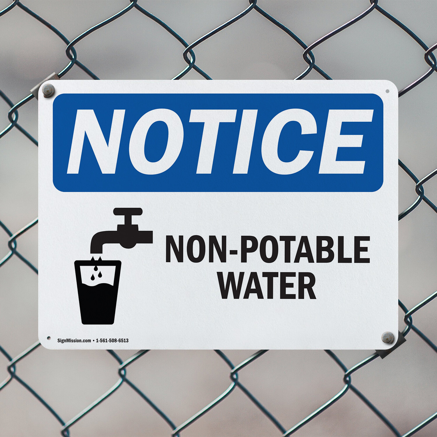 (2 Pack) Non-Potable Water OSHA Notice Sign Decal Metal Plastic