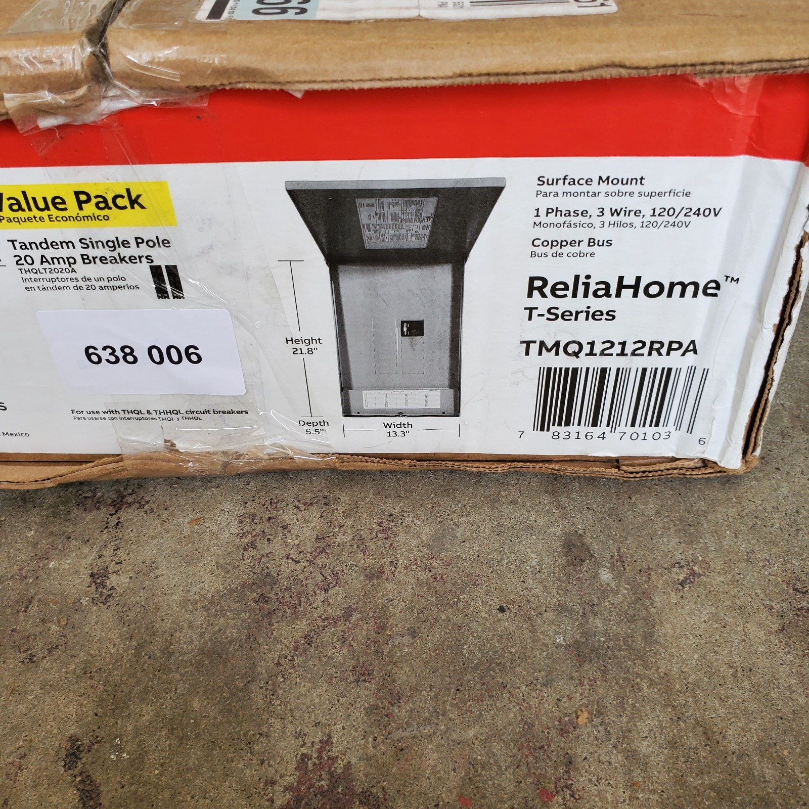 ABB 125 Amp 12 Space 24 Circuit Outdoor Main Breaker Panel Kit TMQ1212RPA