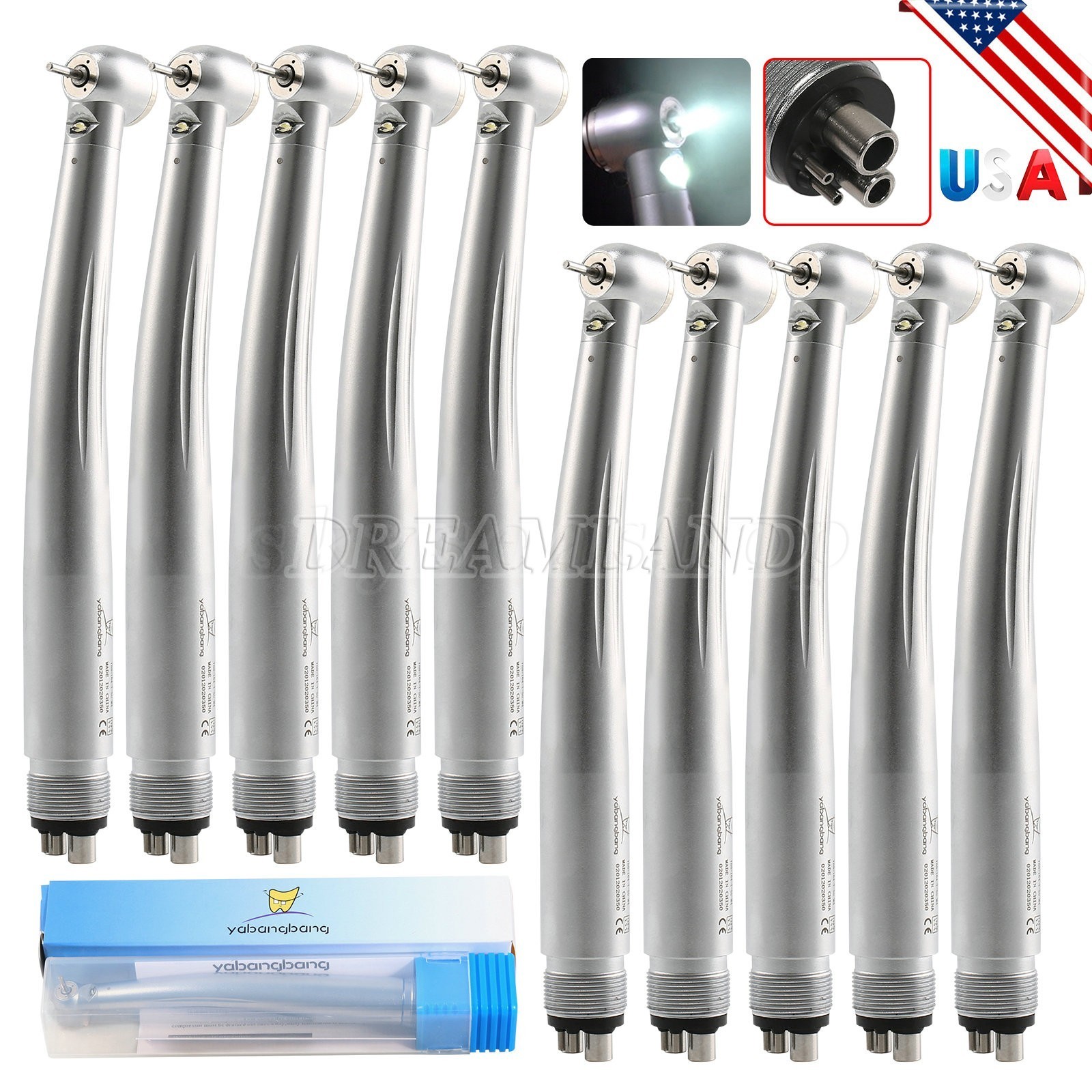 1-10 Yabangbang Dental LED E-generator/ High Speed Handpiece 4/2 Hole NSK Style