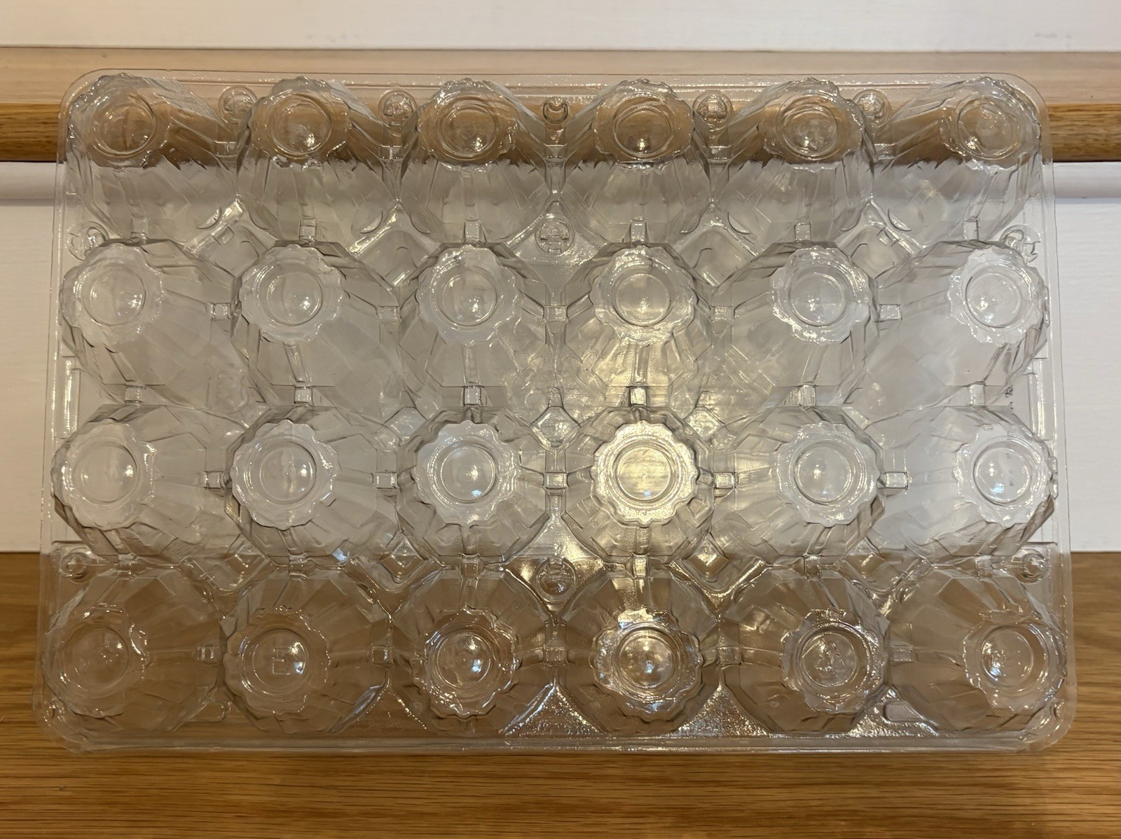 Egg Carton Crate~24 COUNT~2 Dozen~Clear Plastic~Two Fold~Attached Top~USA Made