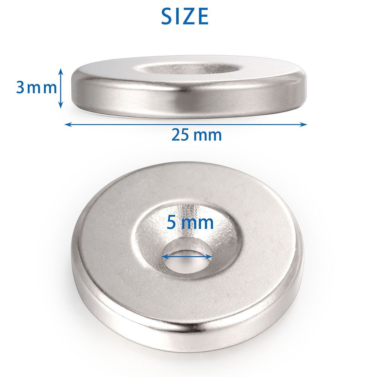 Countersunk Ring Round Disc Strong N35 Magnets Rare Earth Neodymium w/ Hole 5mm