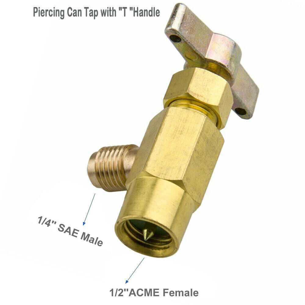 Can Tap Self-Sealing HVAC Freon Tank Adapter Valve Core Refrigerantion Tool Kit