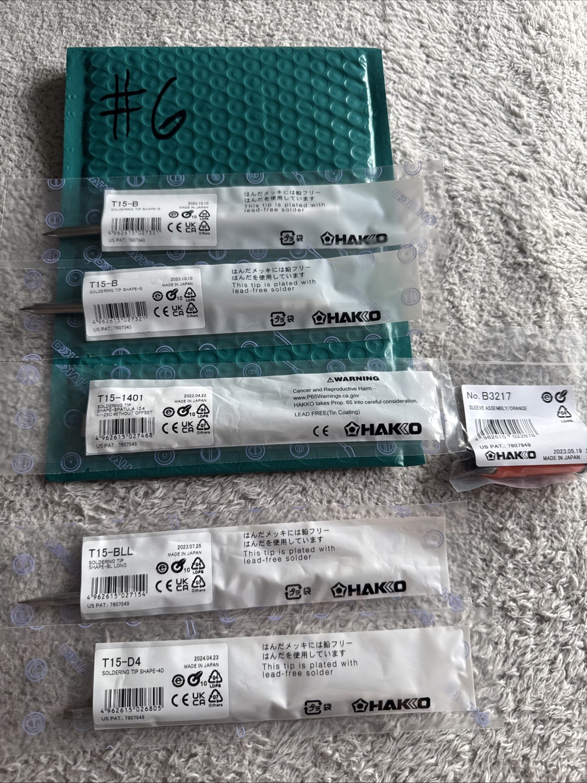 NEW Lot of 5 Hakko T15-D4 B BLL Soldering Tips Conical 1 Grip B3217