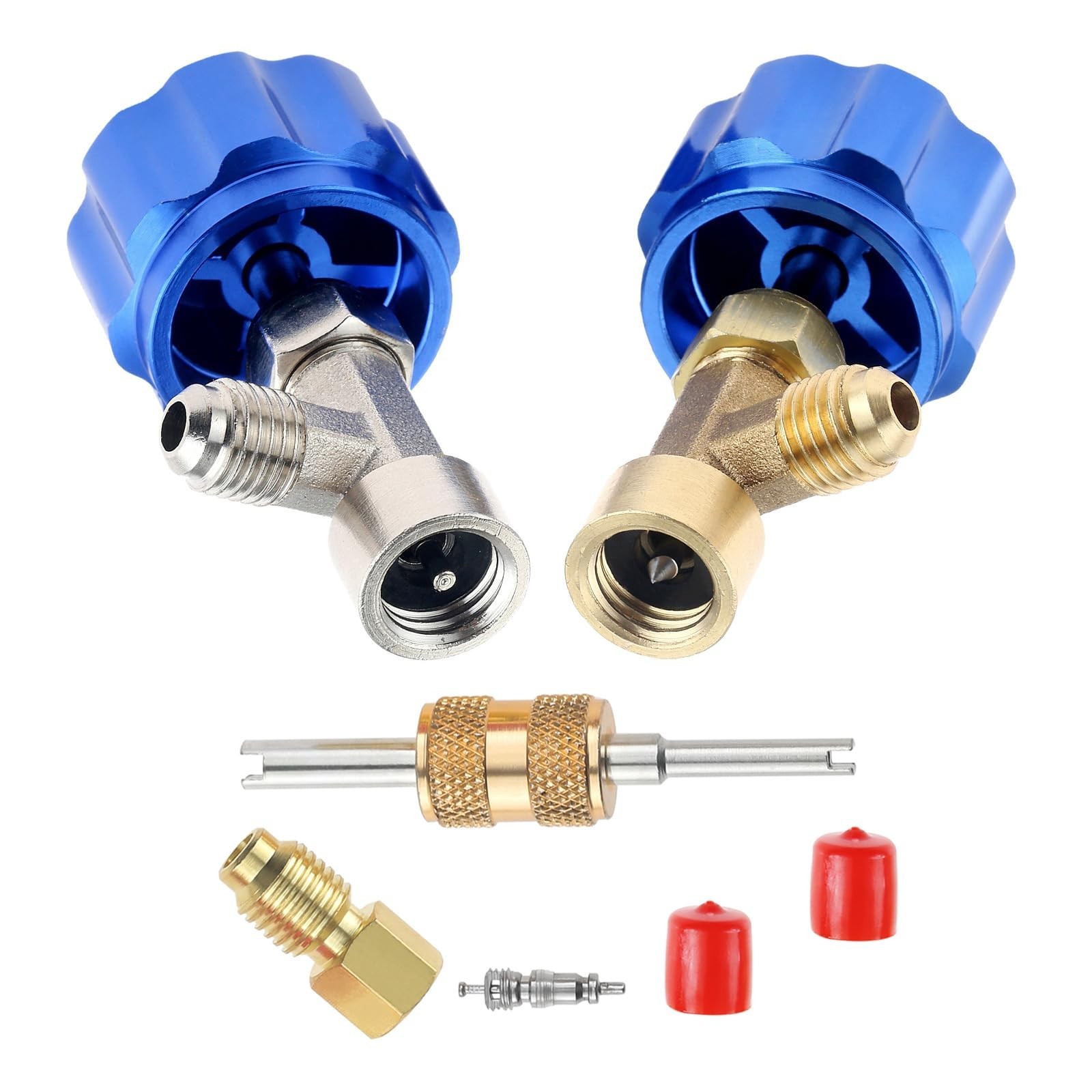 R134A Can Tap Valve with Tank Adapters | Self-Sealing & Piercing Refrigerant Can