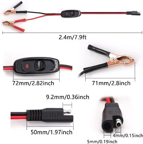 7.9FT/2.4M 16AWG Wire Harness with Golden Clamps Including 12V S Color: Golden