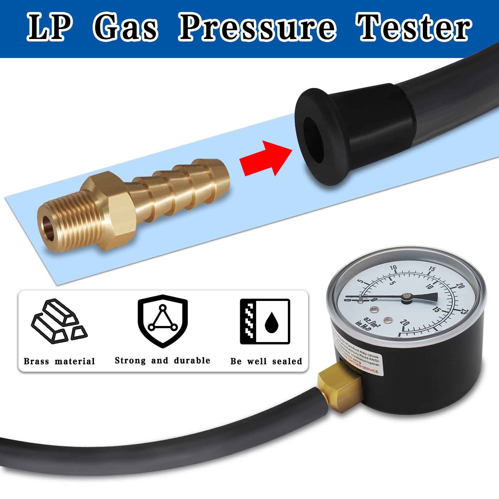 FANOVO Manometer Gas Pressure Tester 0-35» WC Natural or LP Pressure…