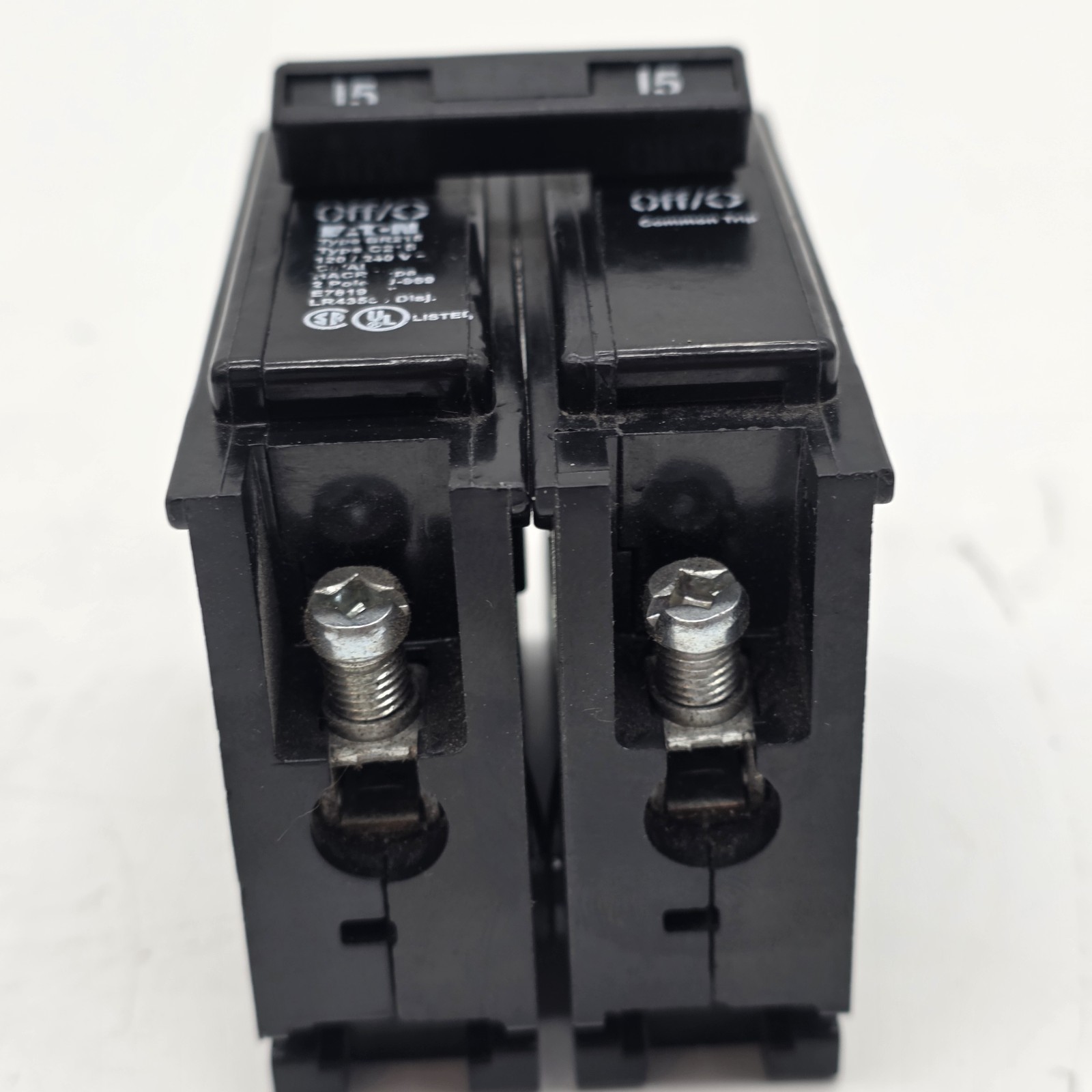 Lot Of 2 Eaton BR215 15 Amp 2 Pole Circuit Breaker Type BR 120/240V Common Trip