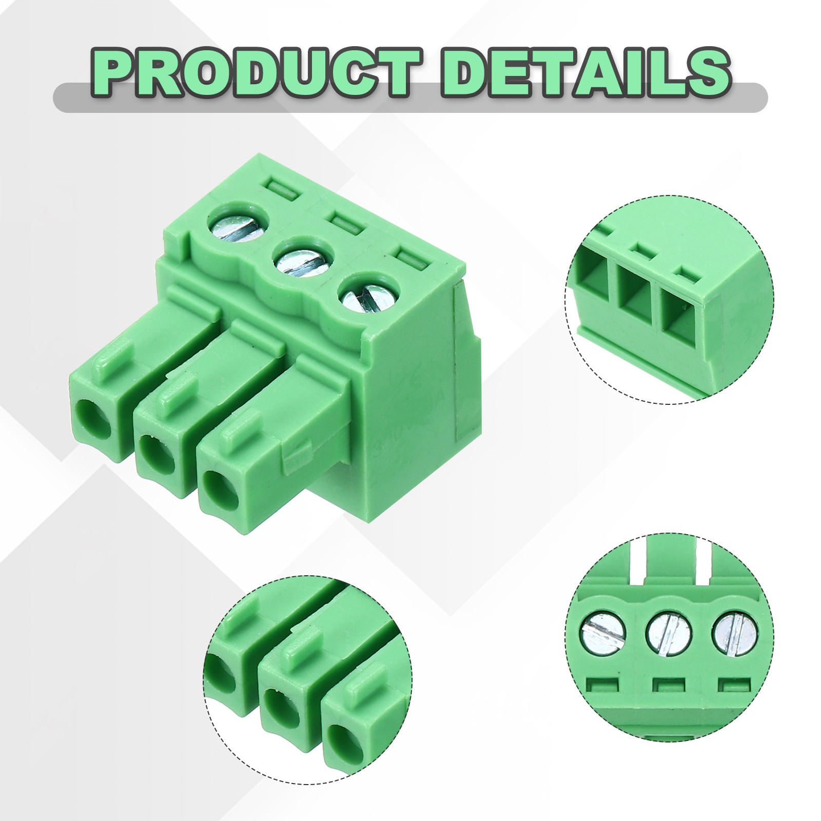 10 PCS 3-Pin PCB Mount Screw Terminal Block Connectors 3.81mm/0.15inch Pitch
