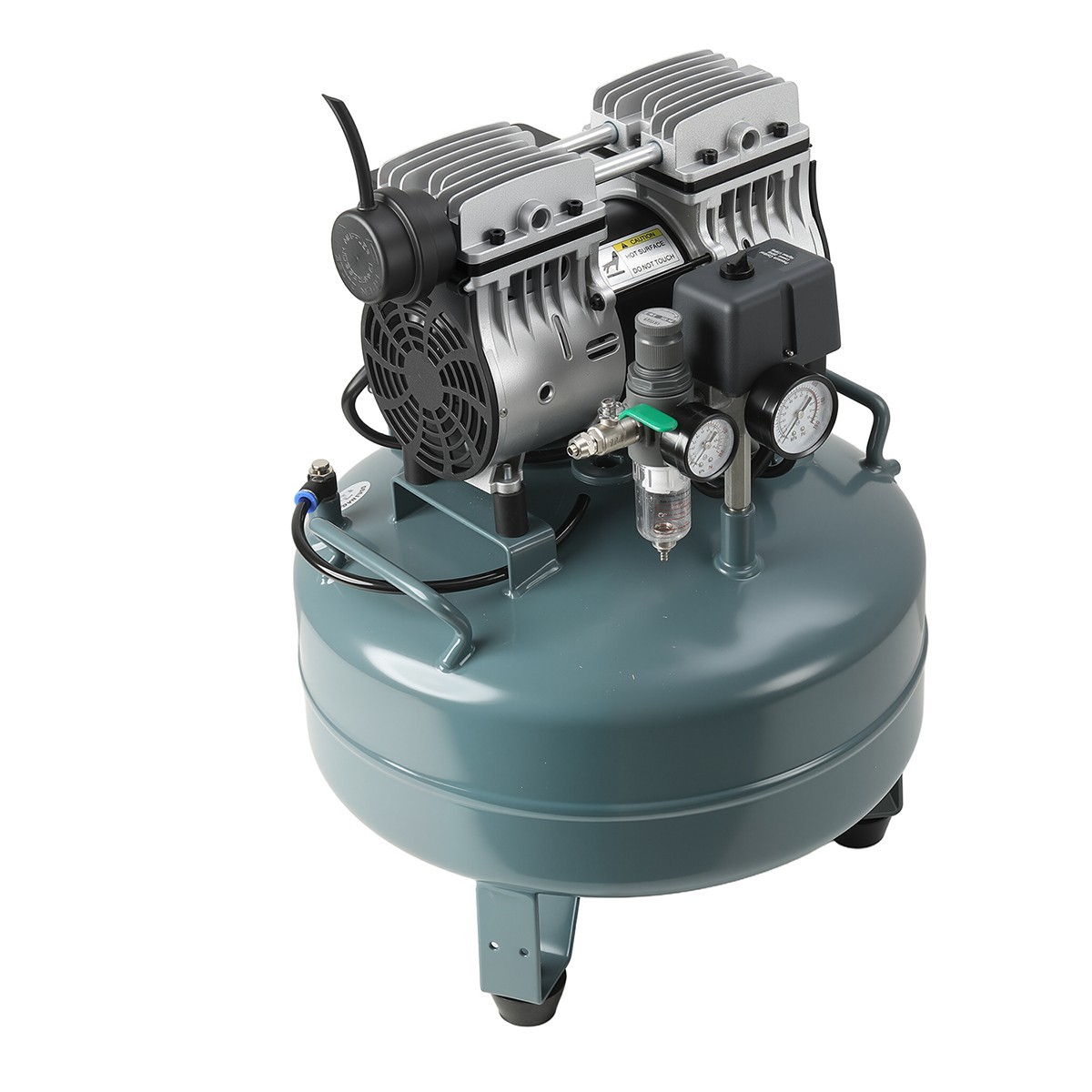 24L Portable Dental Mobile Silent Oil-Free Air Compressor Tank DUAL-Pressure