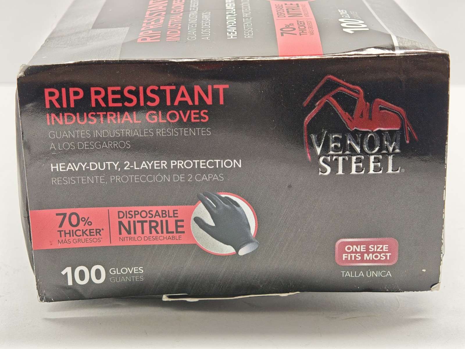 Venom VEN6145N Steel Premium Industrial Nitrile Gloves | Black, 100 Pieces, OSFM
