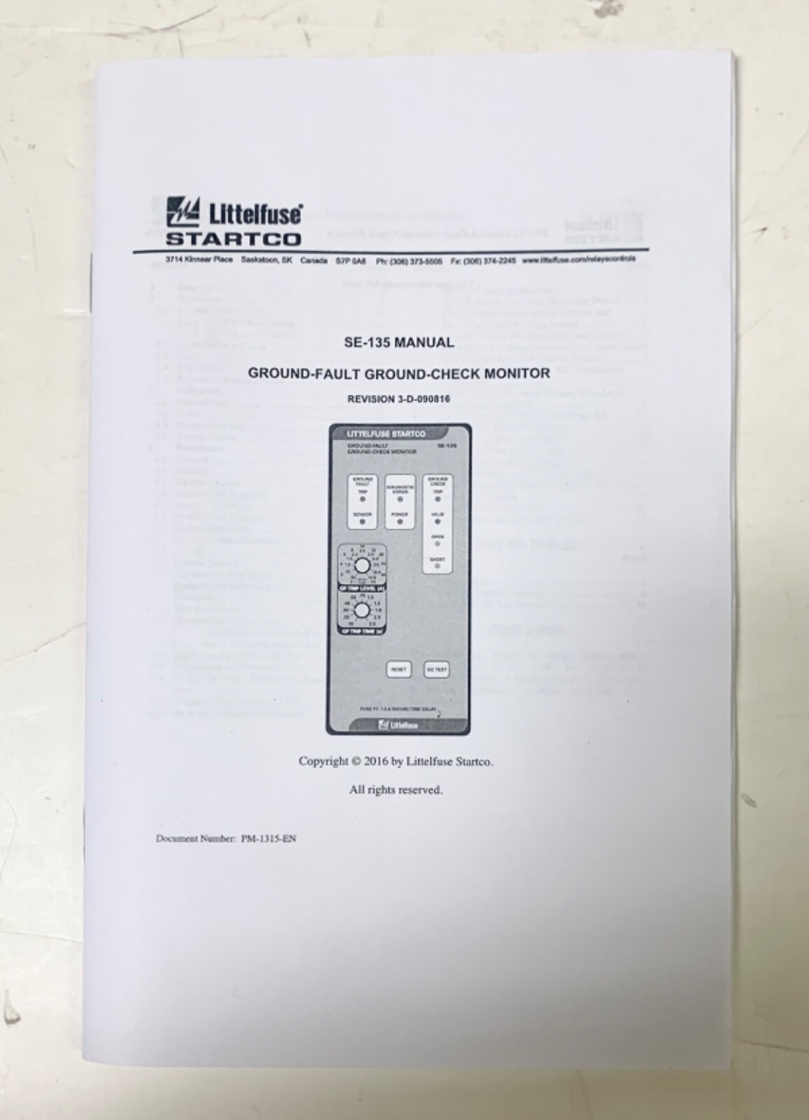 Littlefuse STARCO SE 135 00 Ground Fault Ground Check Monitor SE-135-00