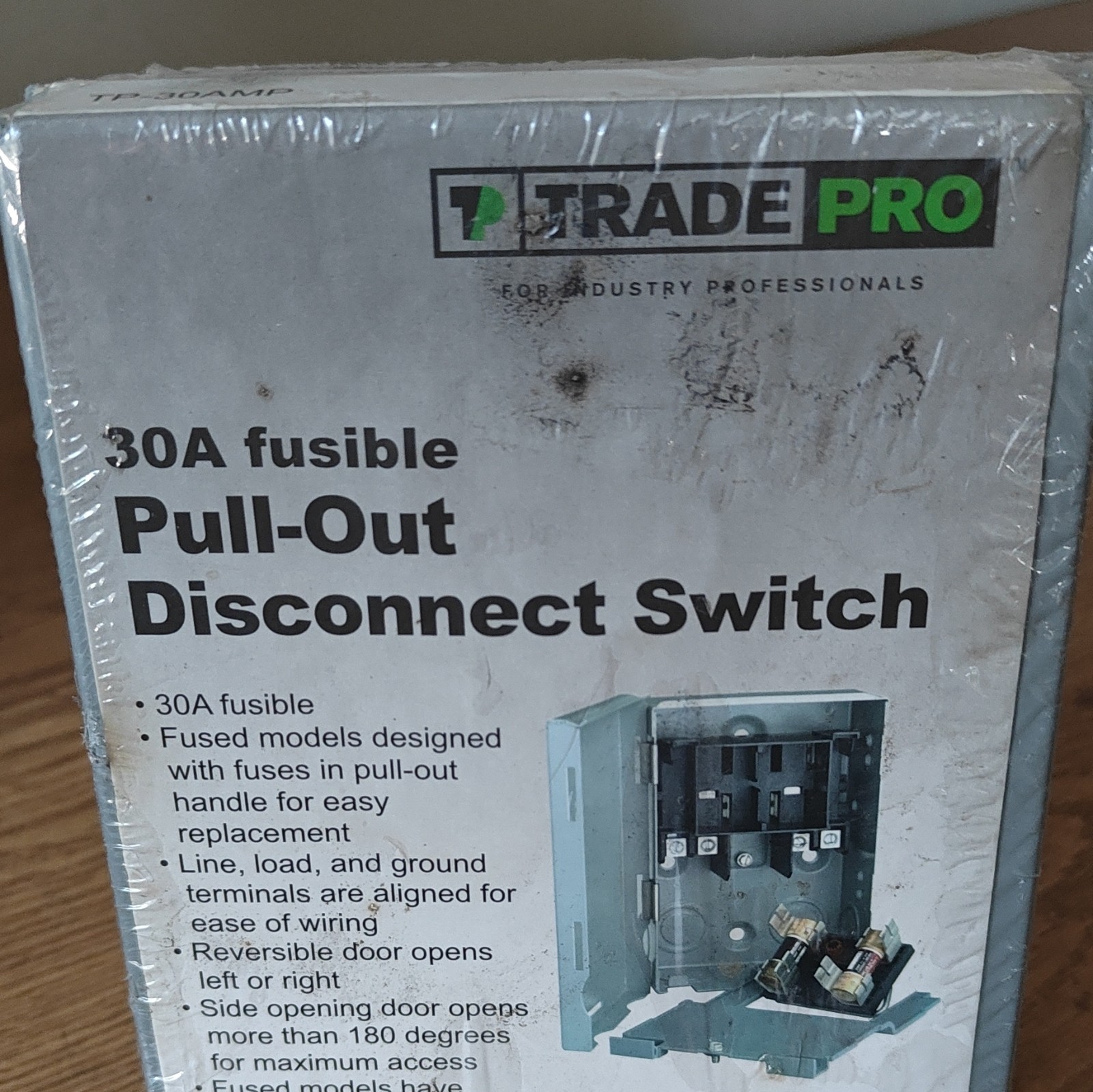 TRADE PRO 30A Fusible Pull-Out Disconnect Switch 201-250V AC Gray TP-30AMP