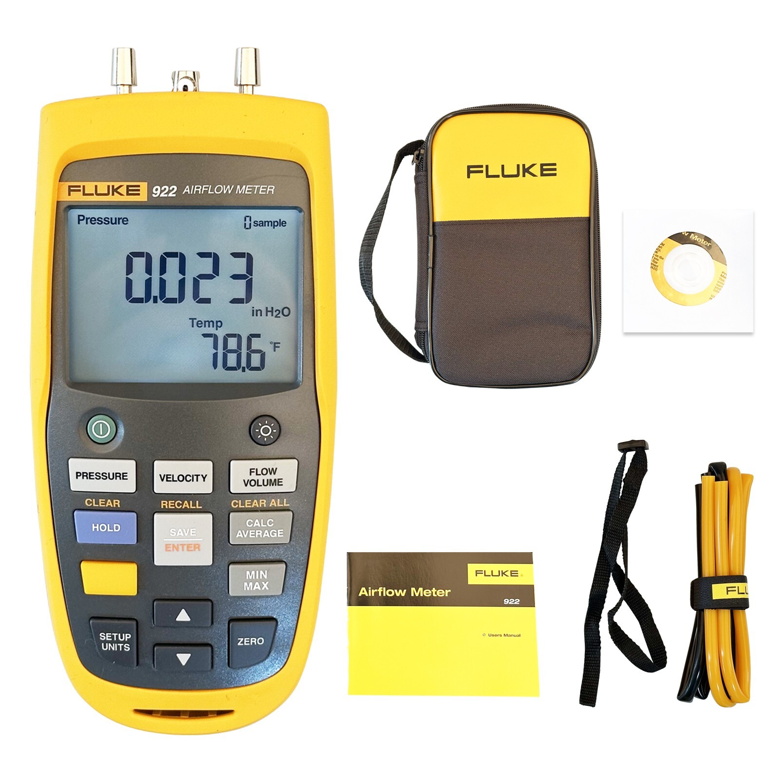 Fluke 922 Airflow Meter/Micromanometer Air Pressure Velocity Volume Temperature