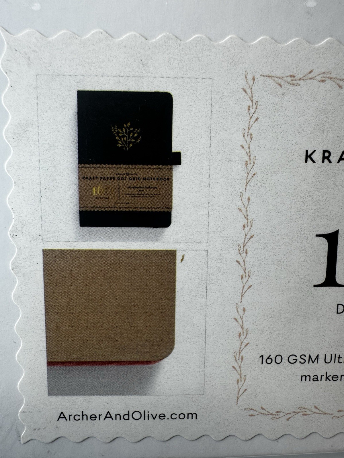 Archer & Olive Dot Grid Notebook 160 Ultra Thick Pages Kraft Paper Floral Design