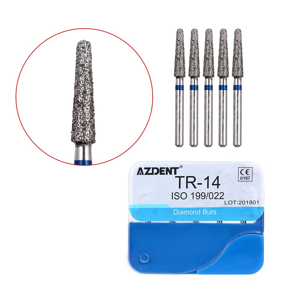 20Packs AZDENT Dental FG Diamond Burs For High Speed Handpiece Medium FG 1.6mm