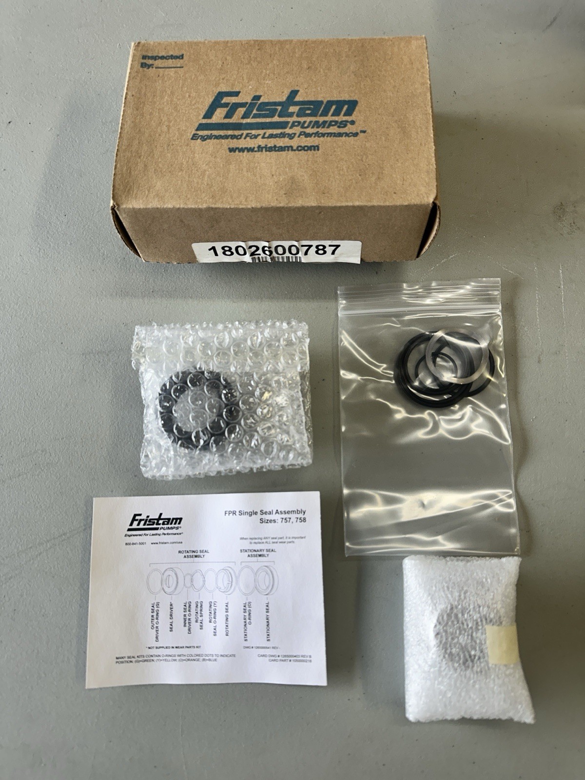 FRISTAM Pumps 1802600787 757 Single Seal Kit FR/N/E New