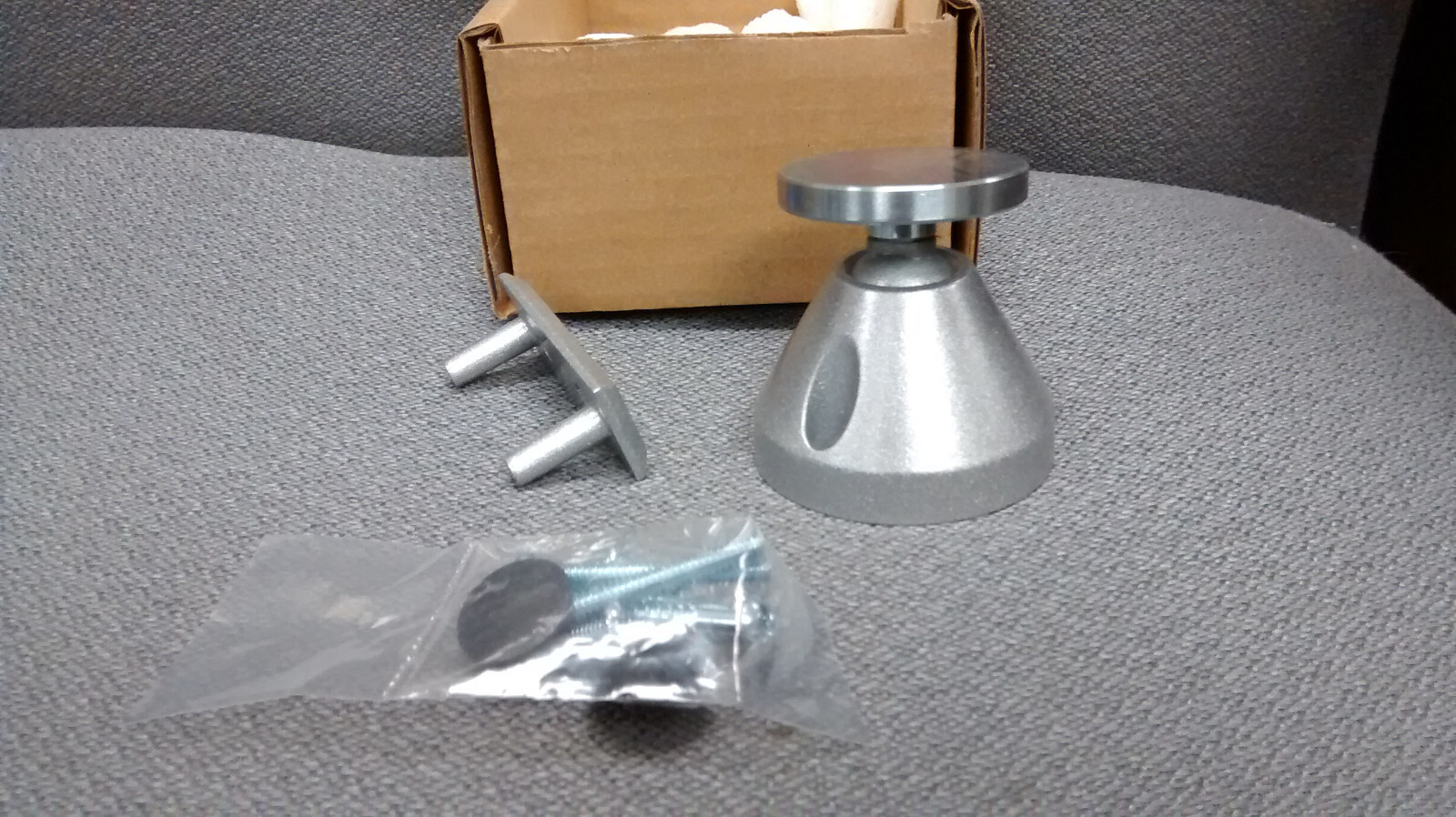 Door Holder Round Catch Plate Only, Powder Coated Chrome Finish, RSG #DHCPC