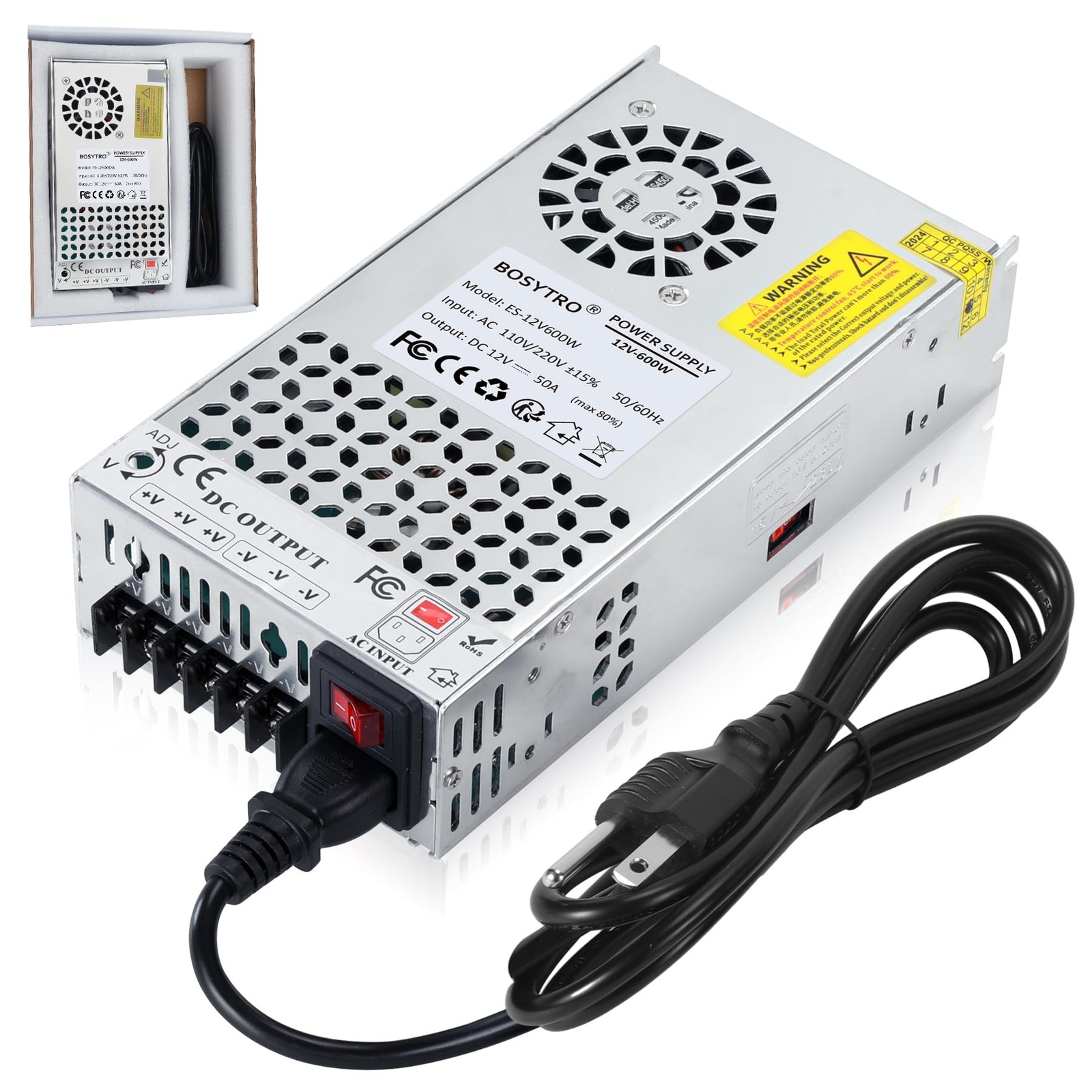 BOSYTRO 12V DC Power Supply 600W 50A AC to DC Converter Switching Power Suppl…