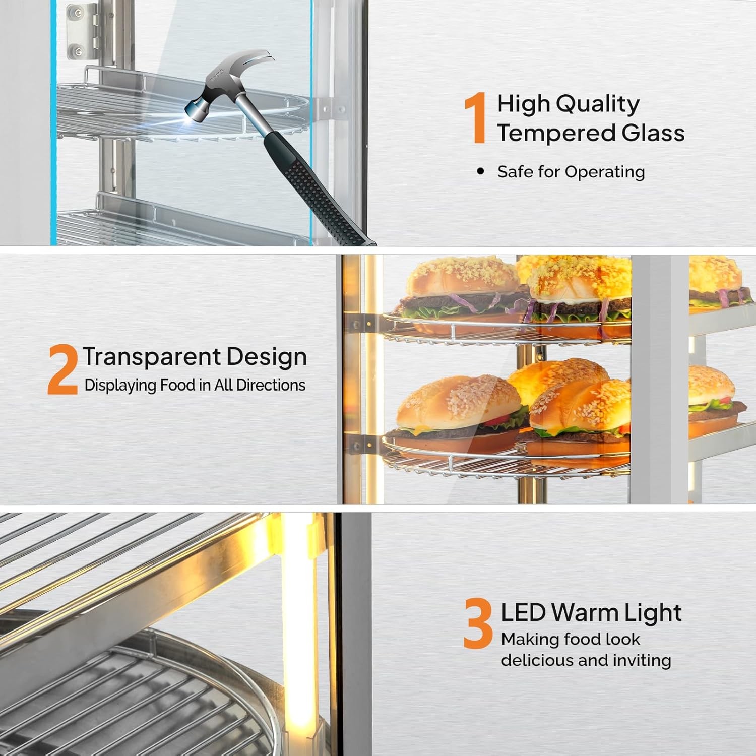 5 Tiers Commercial Food Warmer Display Electric Countertop Pretzel Pizza Warmer