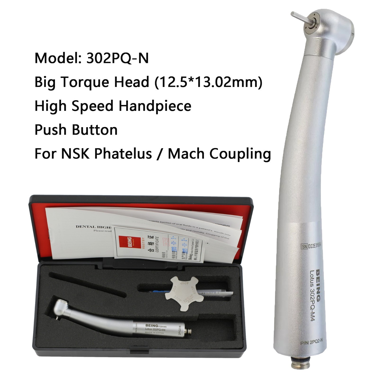COXO Dental Fiber Optic Turbine High Speed NSK Phatelus Coupler 4 Hole 6 Pin LED