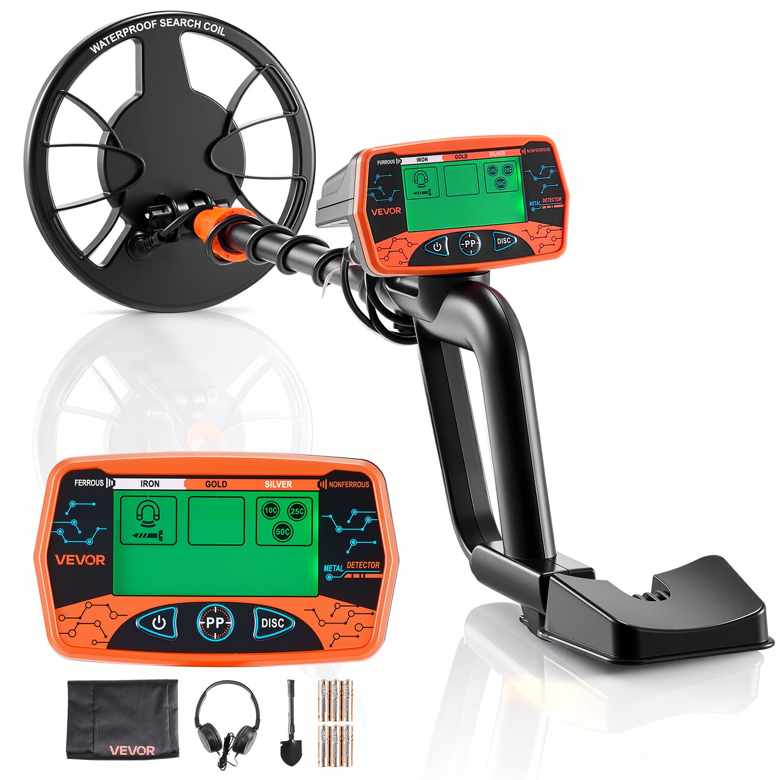 VEVOR Metal Detector for Adults 8″ Professional Gold Detector Waterproof Coil