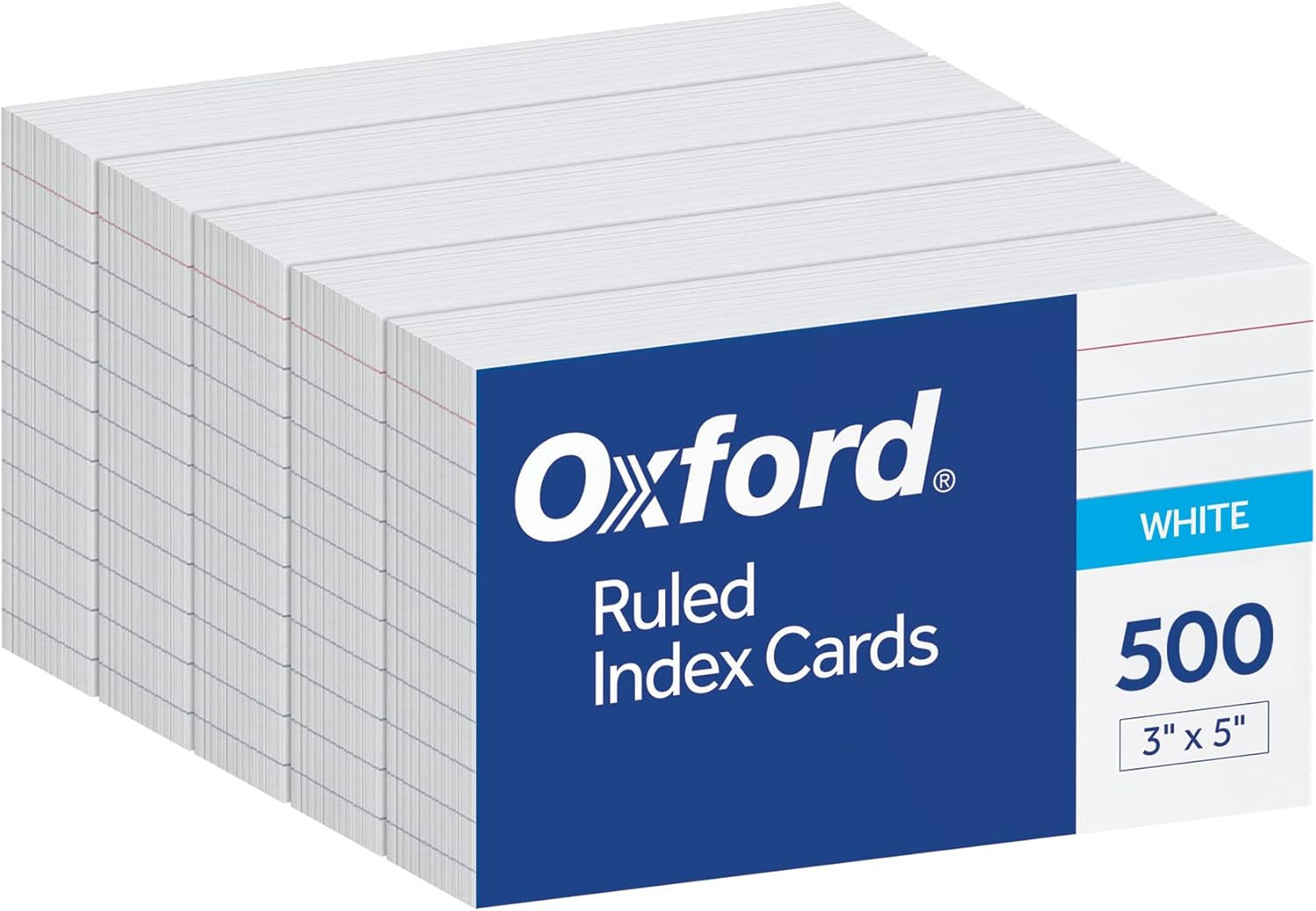 Oxford Index Cards, 3 X 5 Inches, White, Lined on Front, Blank on Back, Flashcar