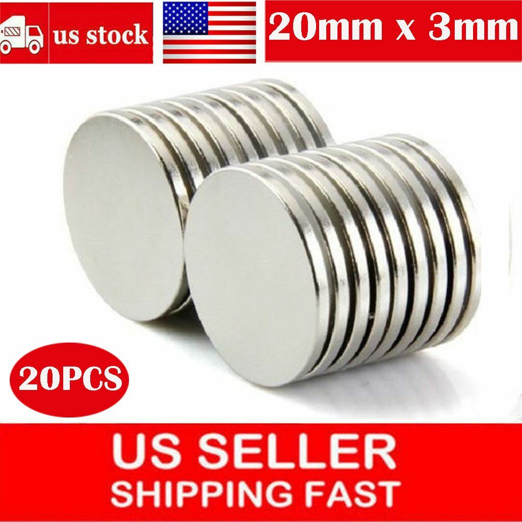 20PCS Super Strong 20mm x 3mm N52 Round Disc Rare Earth Neodymium Magnet US