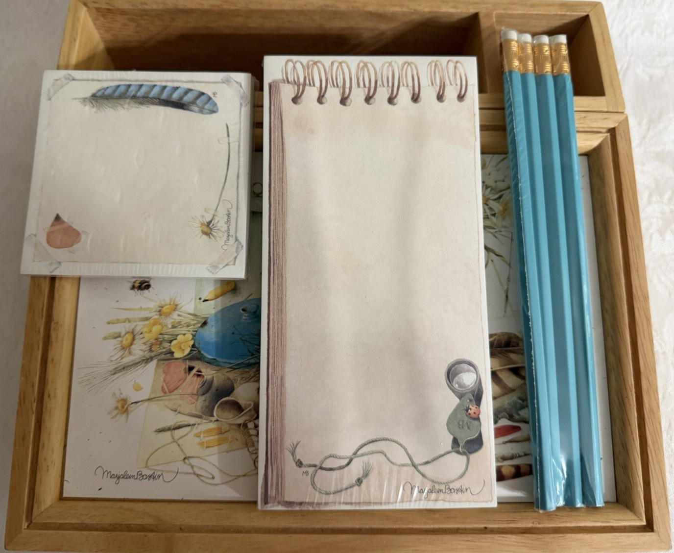 New Hallmark Marjolein Bastin Nature’s Sketchbook stationary desk organizer &