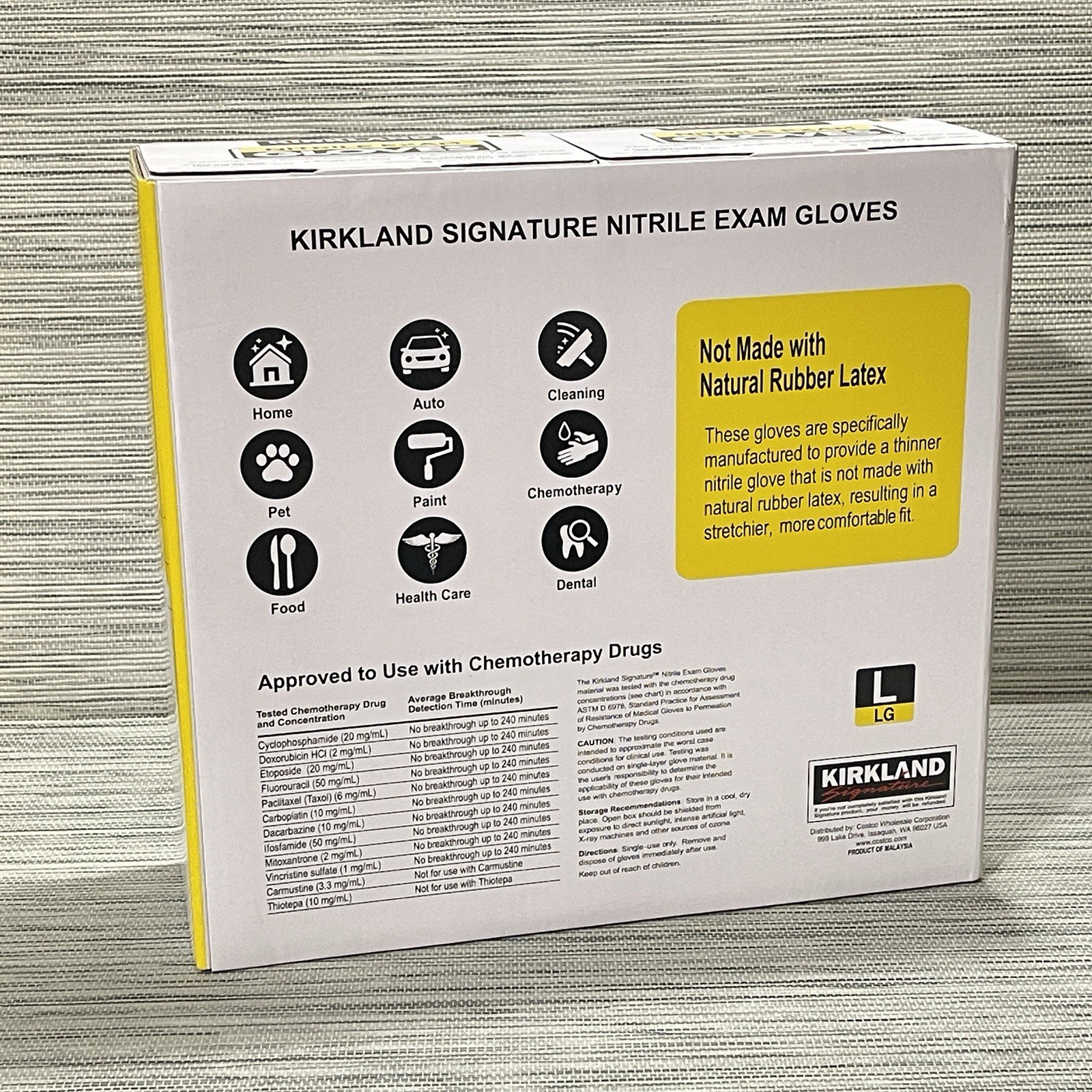 Kirkland Size L Nitrile Gloves 200 Ct Powder-Free Non-Latex Gloves Blue