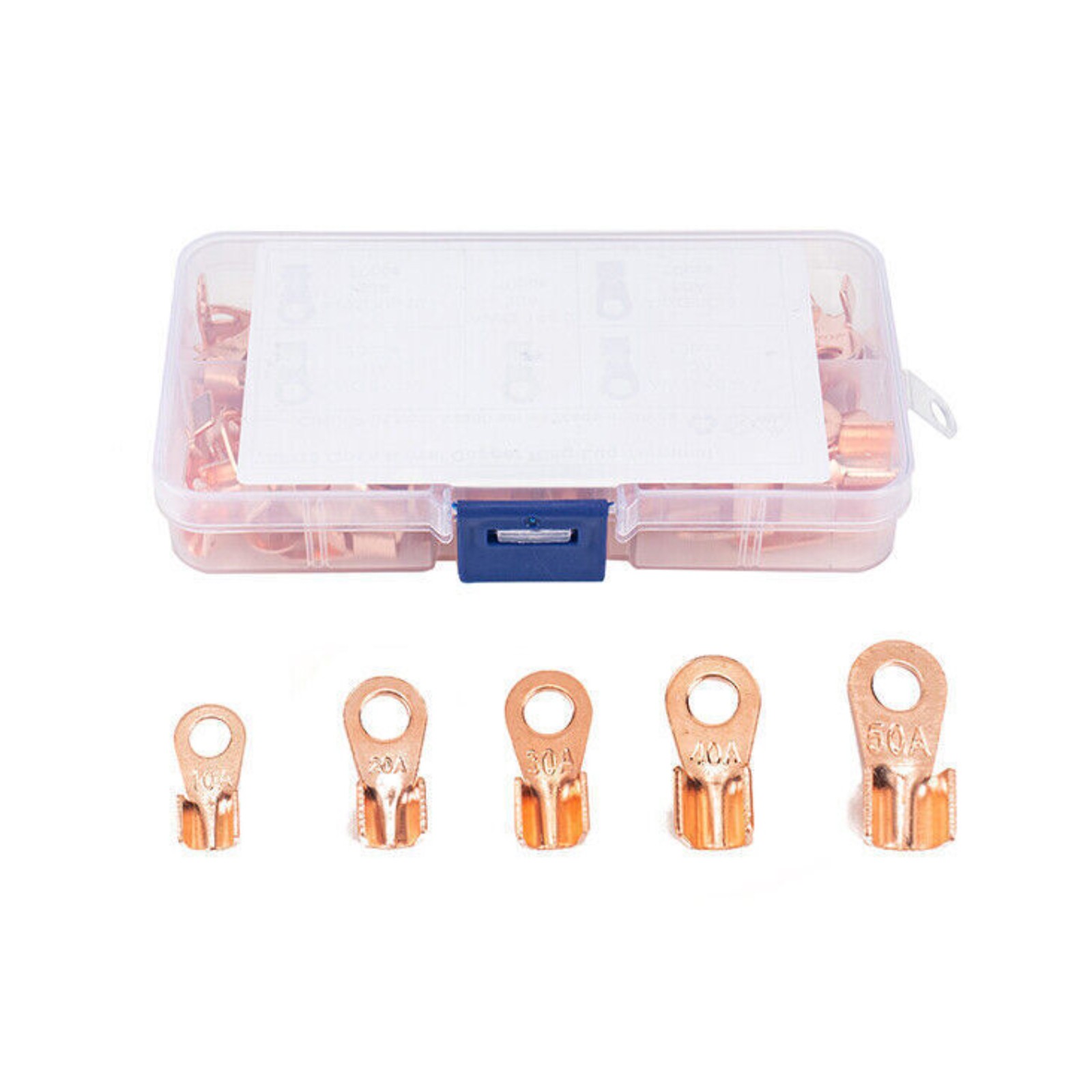70pcs Heavy Duty Open Barrel Wire Crimp Connector Copper Ring Lug Terminal Kit