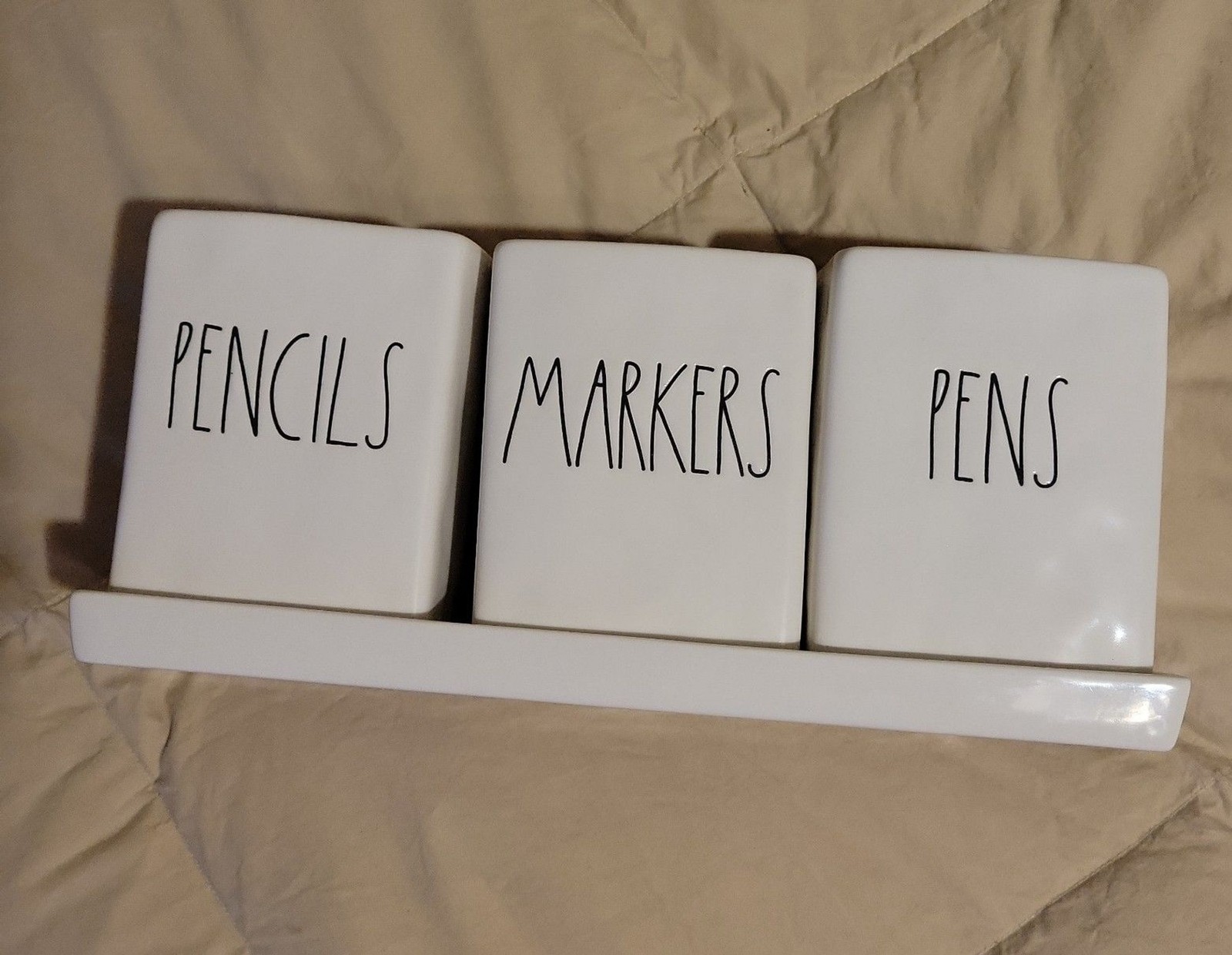 RAE DUNN Artisan collection ceramic Pencils, Marker & Pens square holders