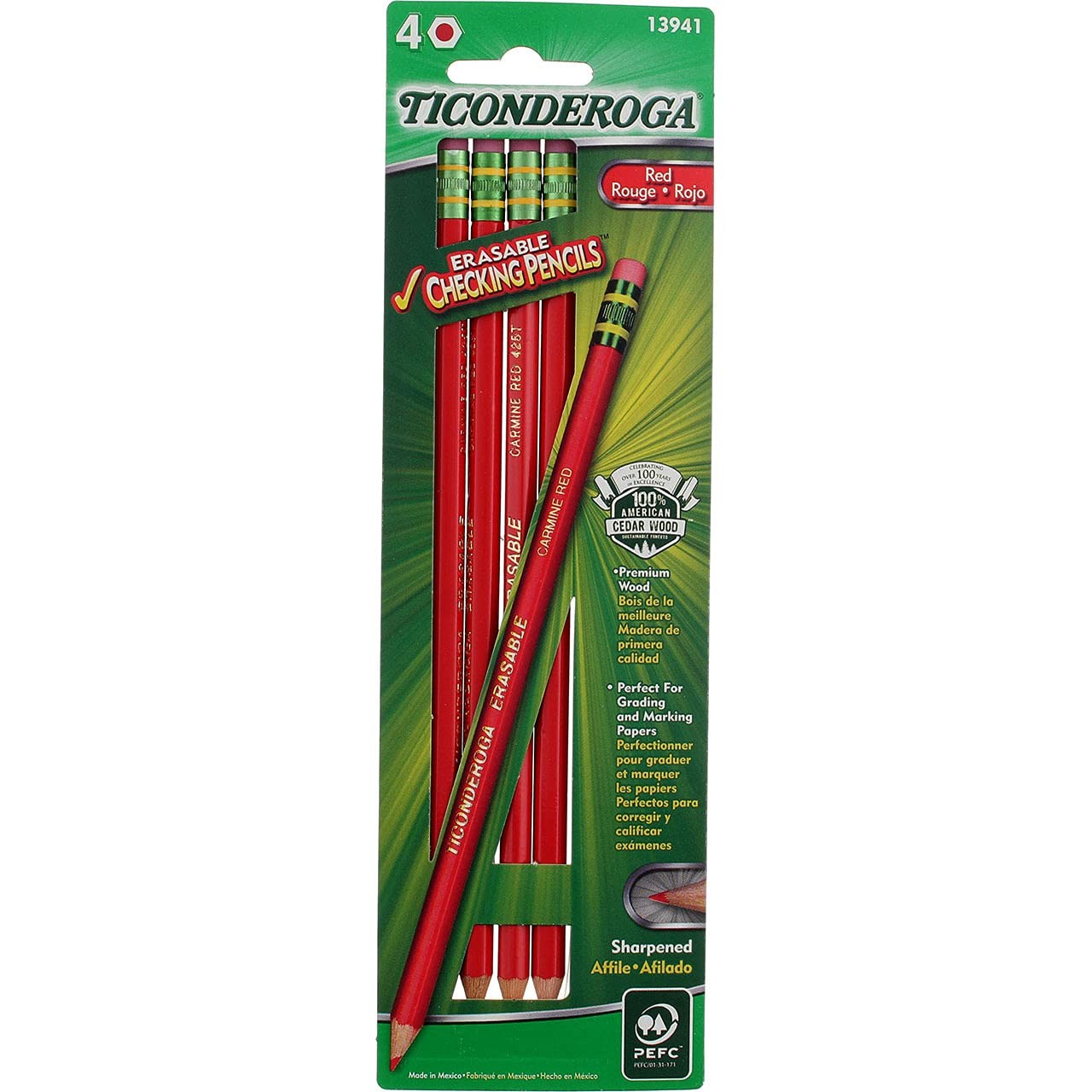 Ticonderoga Erasable Checking Pencils, Eraser Tipped, Office Product