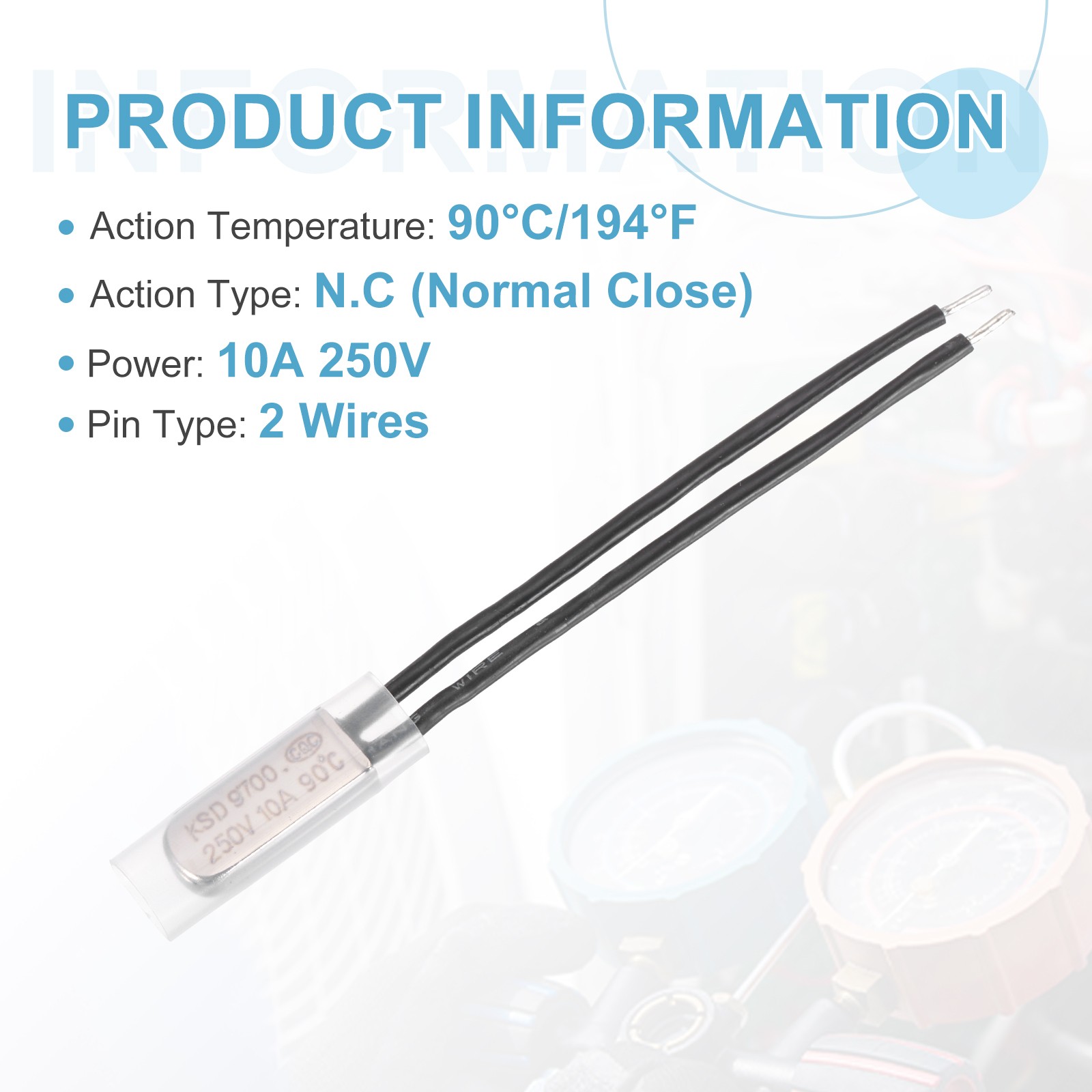 5 Pcs KSD9700 Thermostat 90°C/194°F Temperature Switch N.C 10A Metal