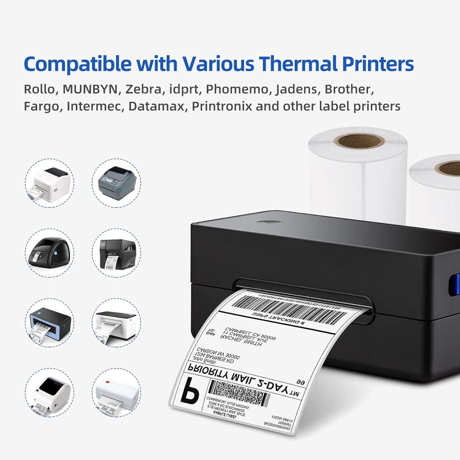 Direct Thermal Shipping Barcode Labels UPC Address Stickers Rollo Zebra Printers