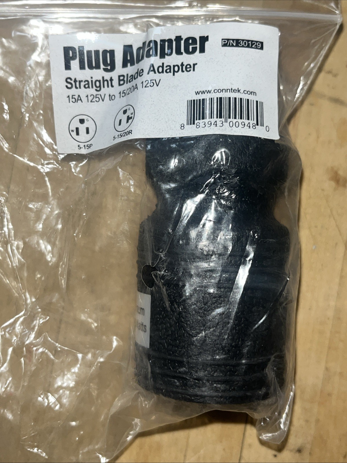 Conntek 30129 15A to 15/20A Plug Adapter