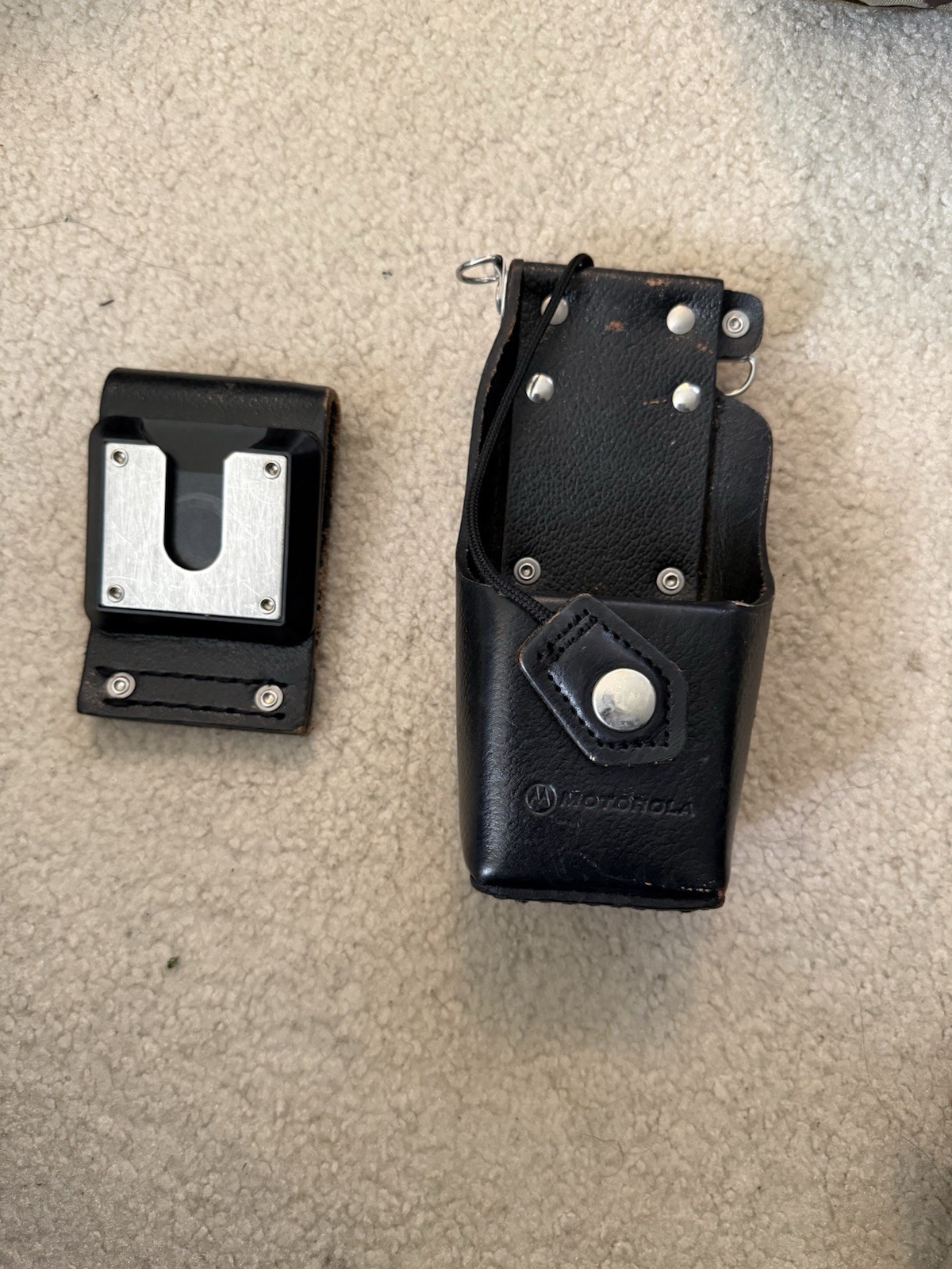 Motorola Black Leather Two-Way Radio Holster w/ Belt Clip Attachment