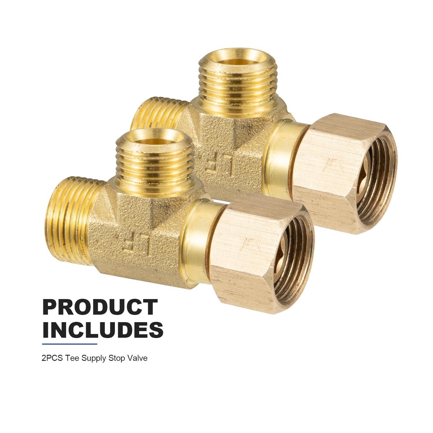 WMAXPFIT ADD-A-Tee Adapter(2 PACK), 3/8″ OD COMP. x F 3/8 Inch, Brass