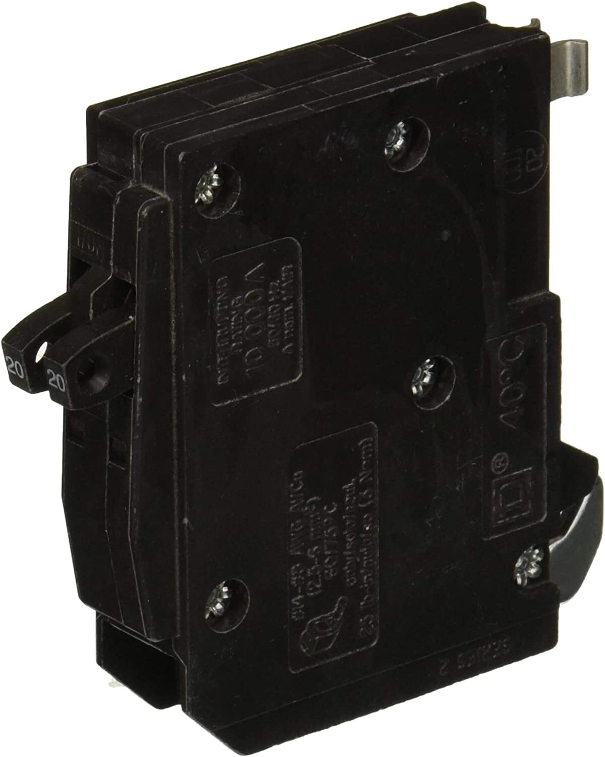 Square D QOT2020 20 Amp 1 Pole 120 Volt Side by Side Metal HOOK QOT2020