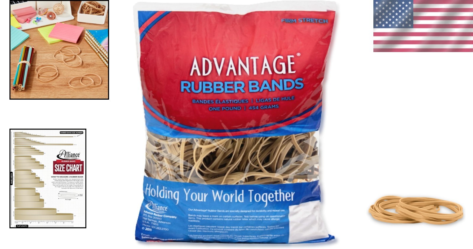 Advantage Rubber Bands Size #33 1 lb Approx 600 Count Elastic