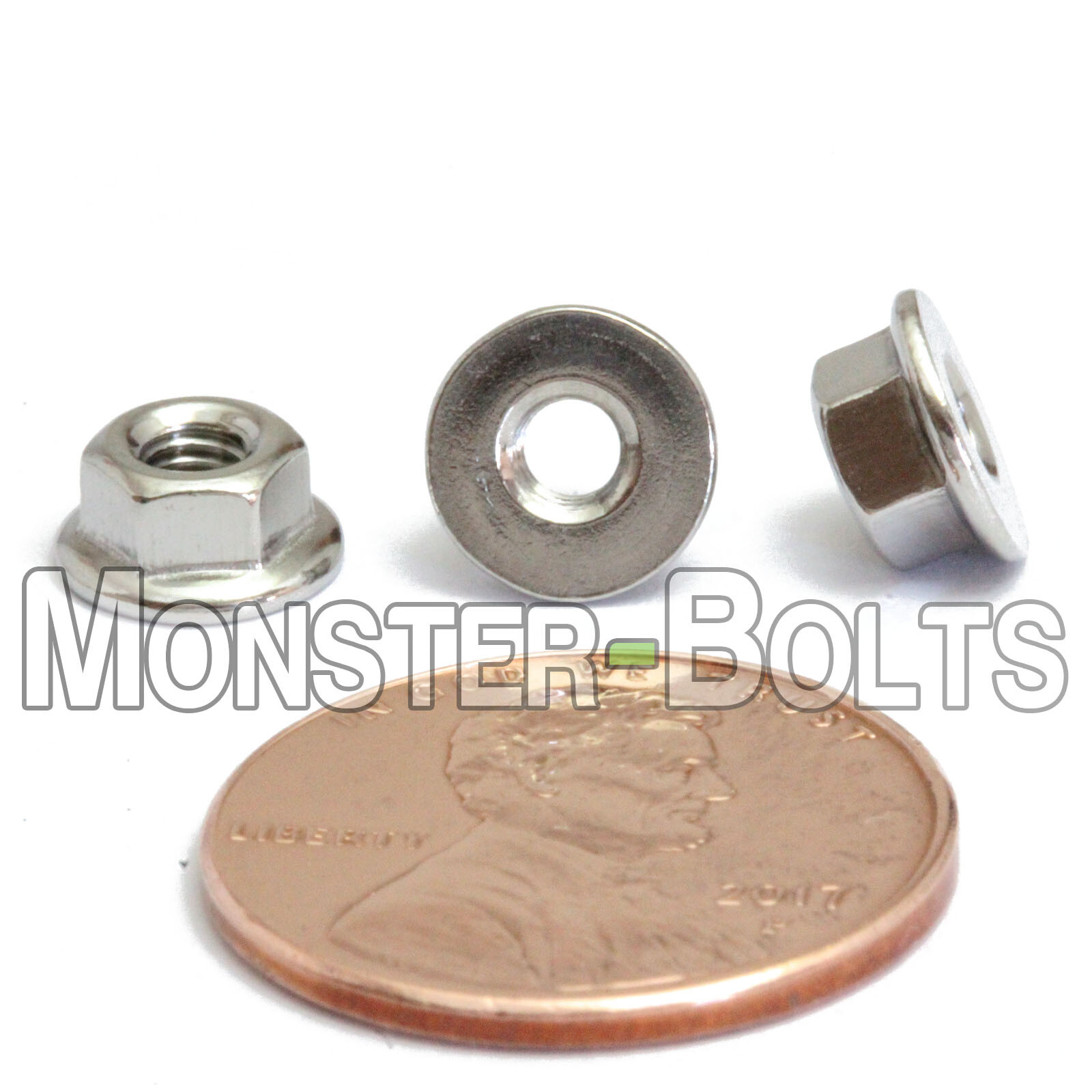 M3-0.50 Metric Stainless Steel Hex Flange Nuts, DIN 6923 A2-70 / 18-8 Grade
