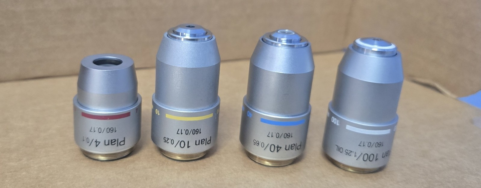 MOTIC MICROSCOPE OBJECTIVES LENS 4 X 10 X 40 X 100 X (INV06-BIND001B)