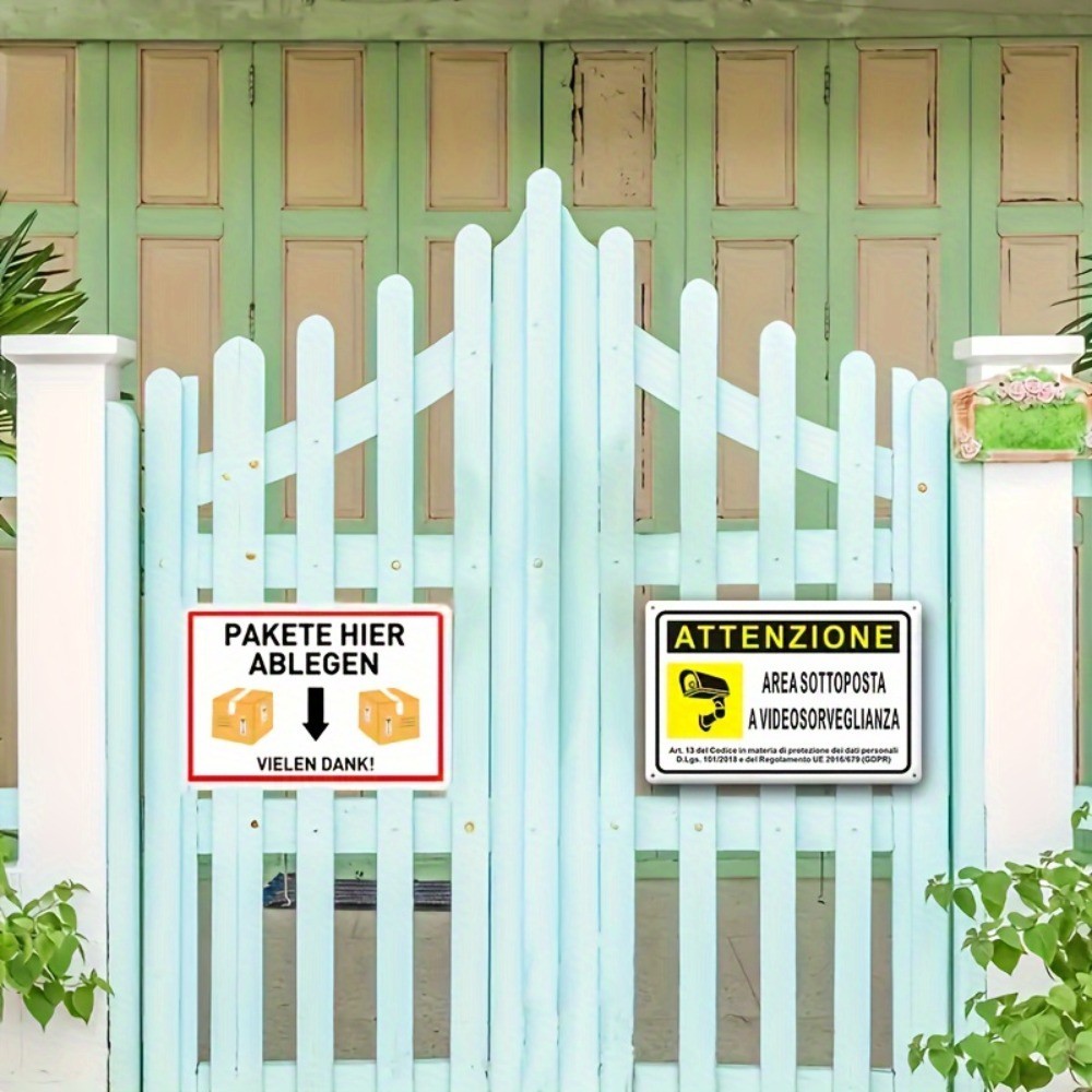 Aluminum Safety Sign Wall Mounted Bilingual For Home Business Monitoring