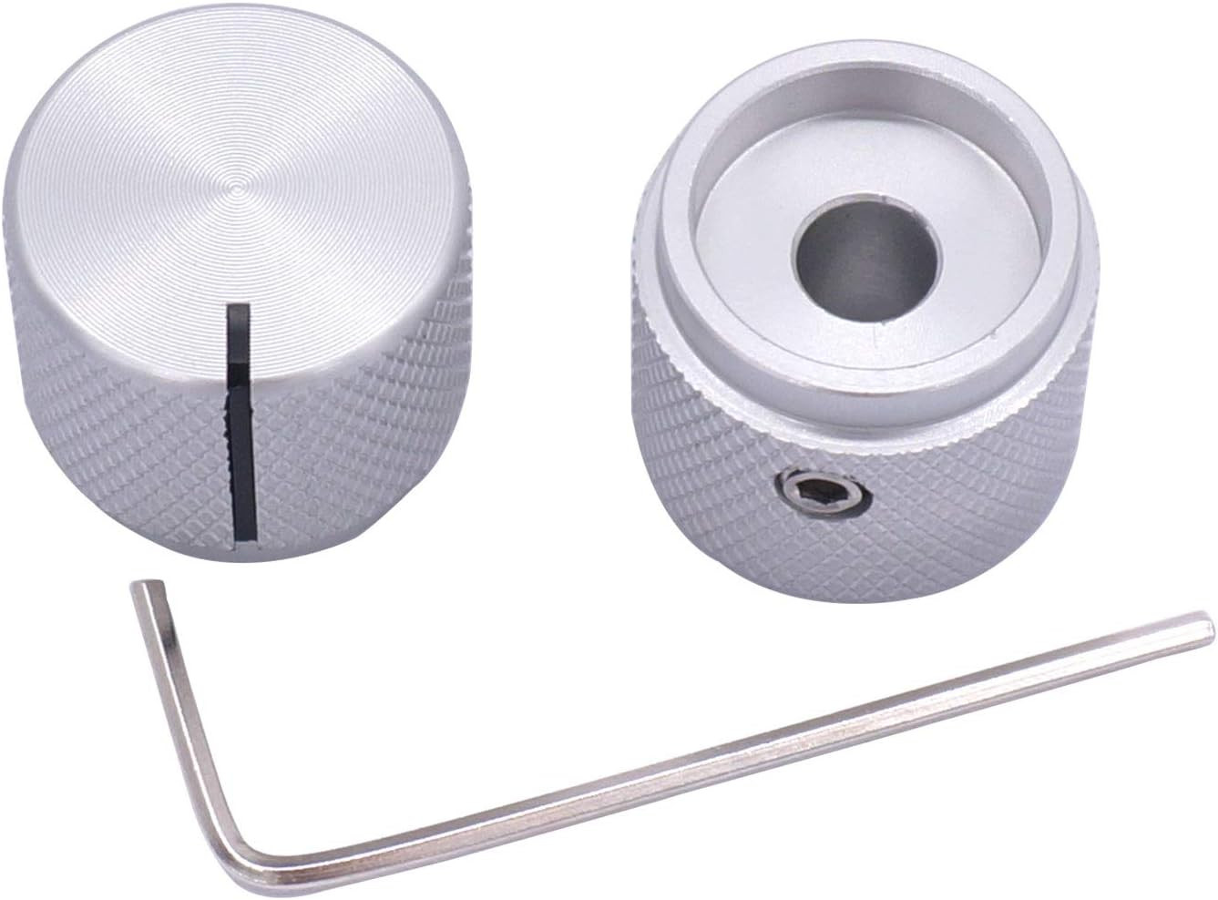 2Pcs Silver Aluminum Rotary Electronic Control Potentiometer Knob for 6Mm Shaft,
