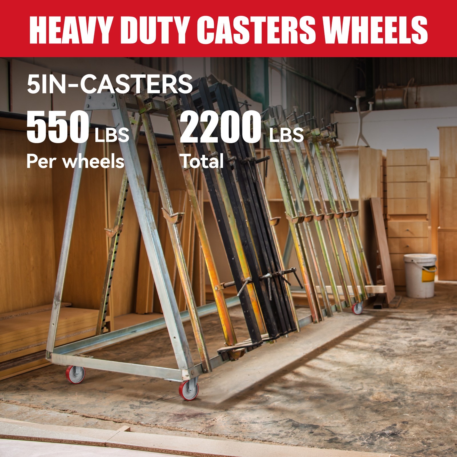 5″ Heavy Duty Casters , Polyurethane on Cast Iron Casters ,2200 lbs Capacity